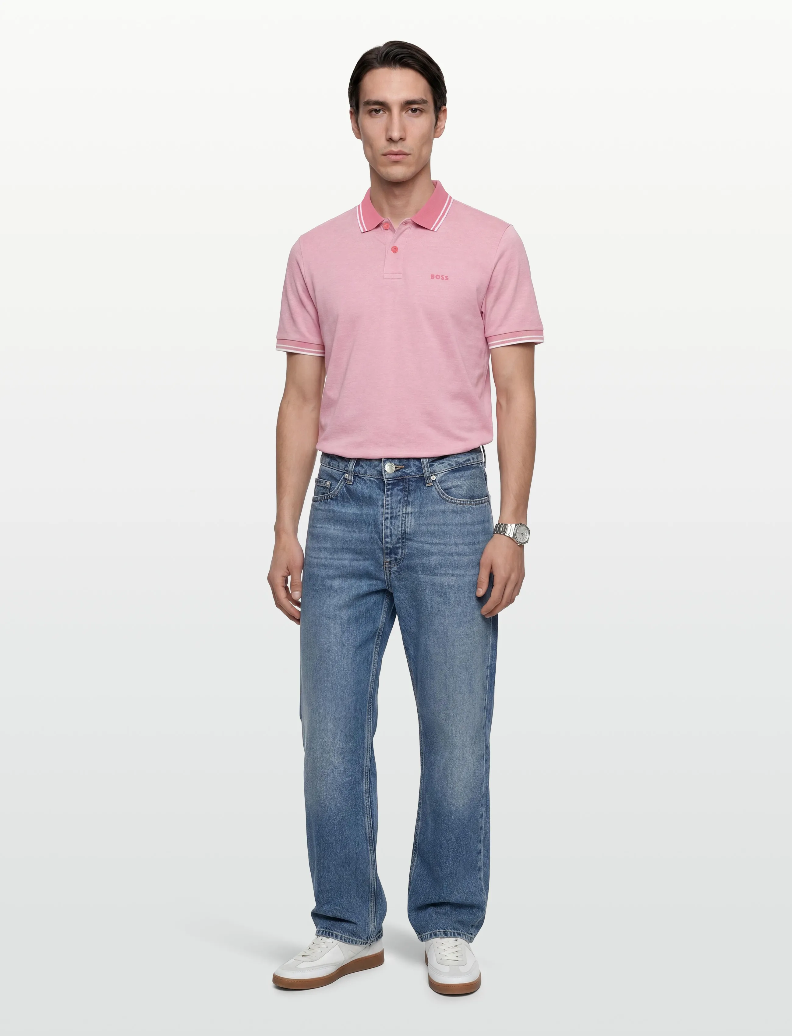 BOSS Peoxfordnew, Mænd, Poloshirt, Pink, Str: M