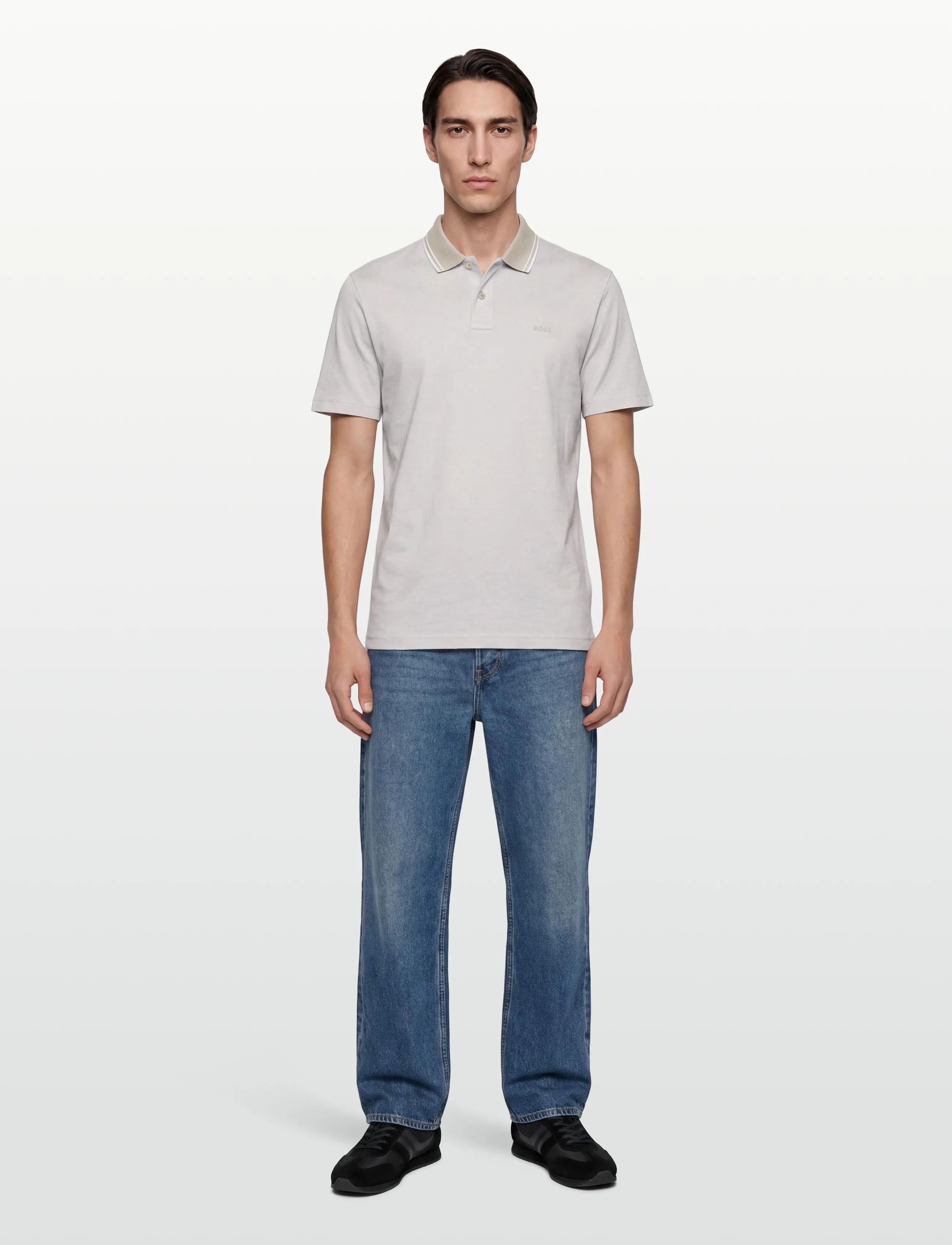 BOSS Peoxfordnew, Mænd, Poloshirt, Grå, Str: M
