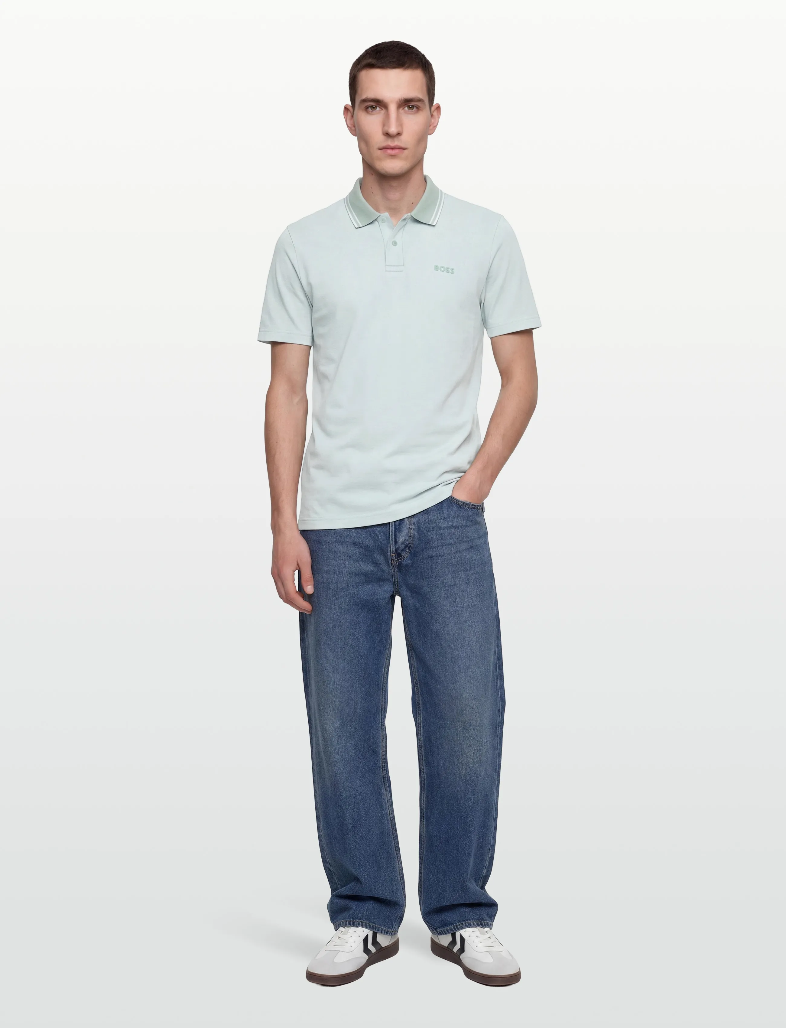 BOSS Peoxfordnew, Mænd, Poloshirt, Blå, Str: M