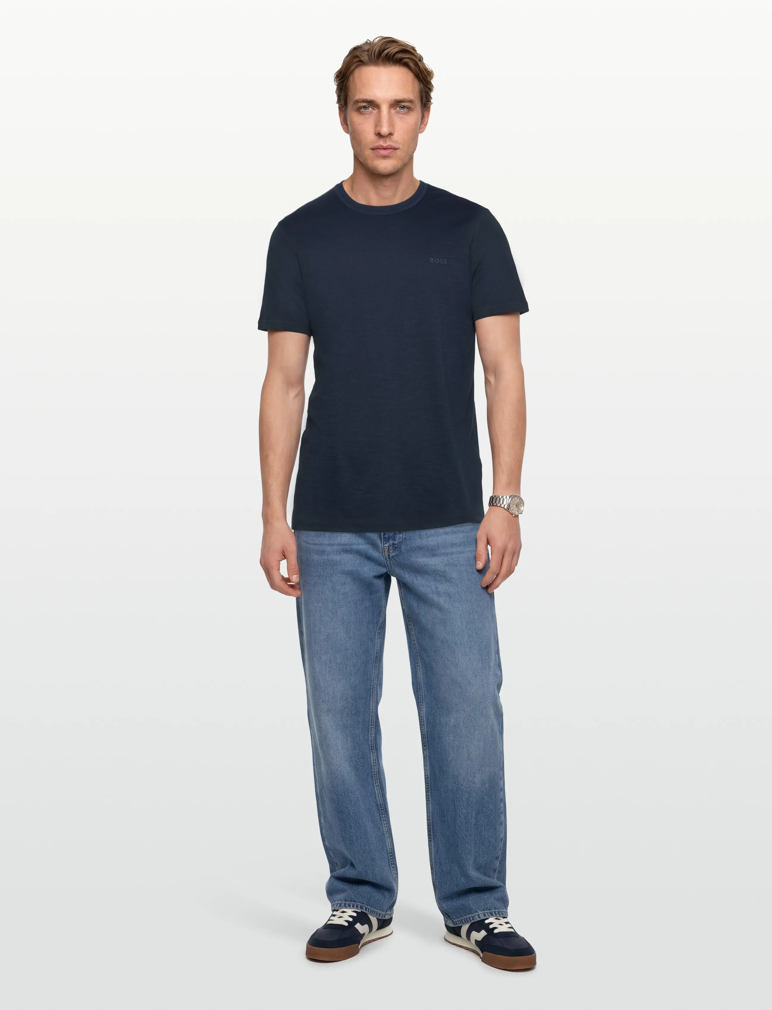 BOSS Tegood, L, Navy, T-Shirts > Kortærmede, Herre