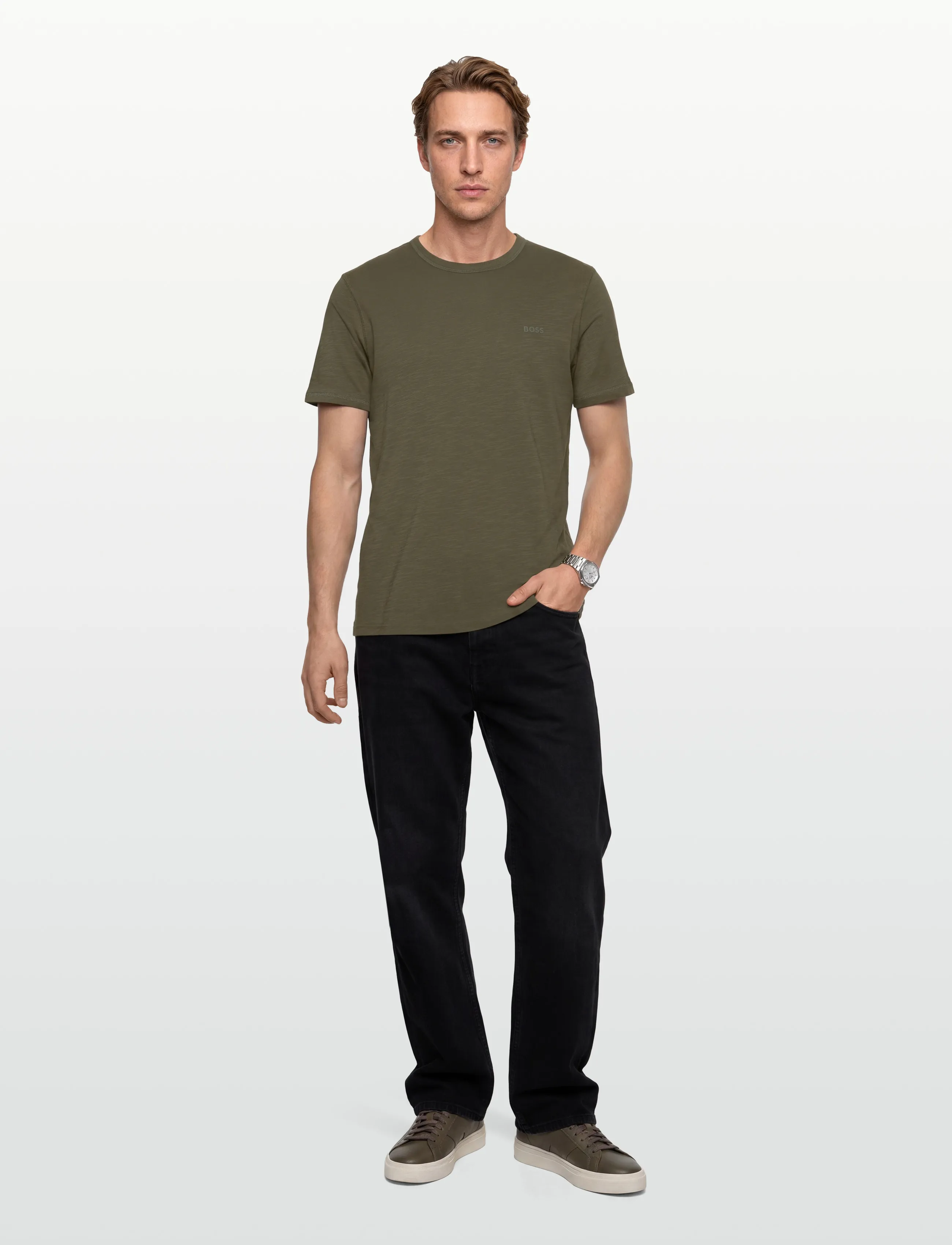 BOSS Tegood, S, T-shirts, Khakigrün - Short-sleeved, Männerswear