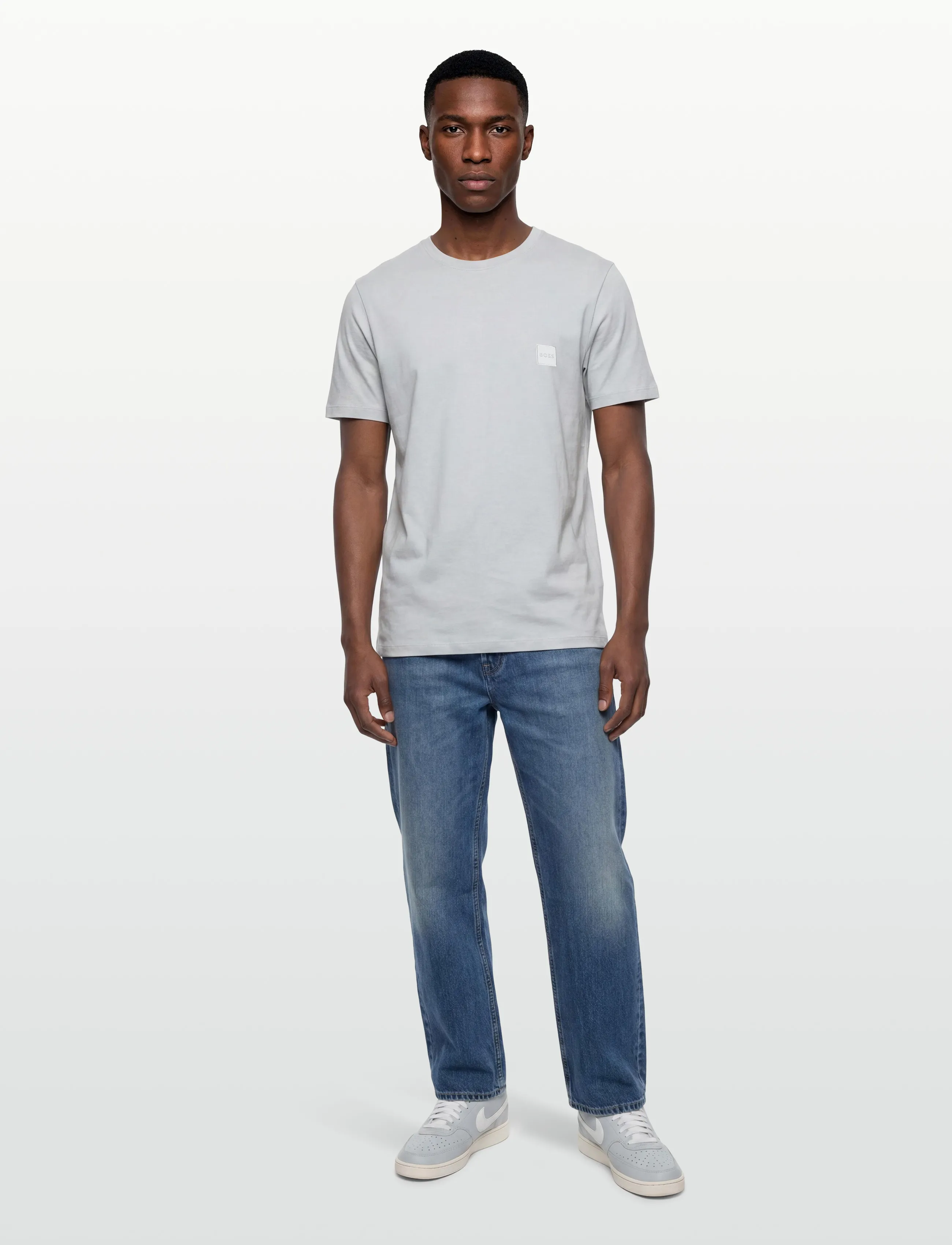 BOSS Tales - T-särgid - LIGHT/PASTEL GREY / white