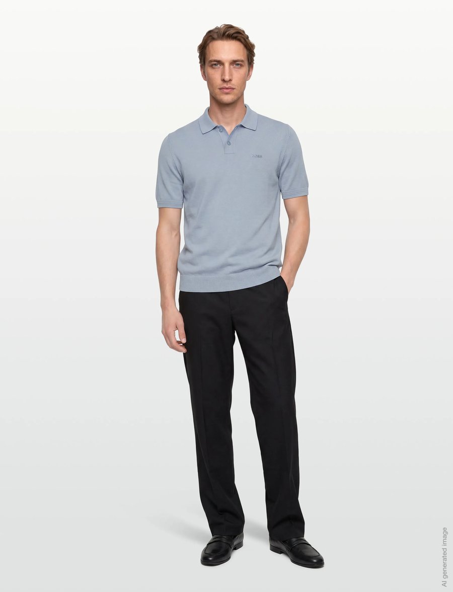 BOSS - Asac_P - langärmlige strick-polohemden - light/pastel blue - 0