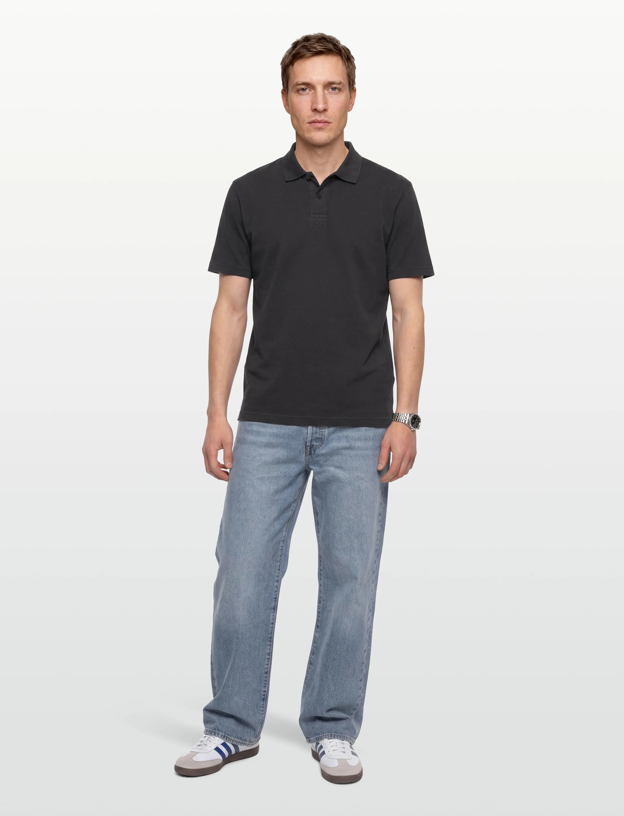 BOSS Pe__Dye, M, Polos, Schwarz - Short-sleeved, Männerswear