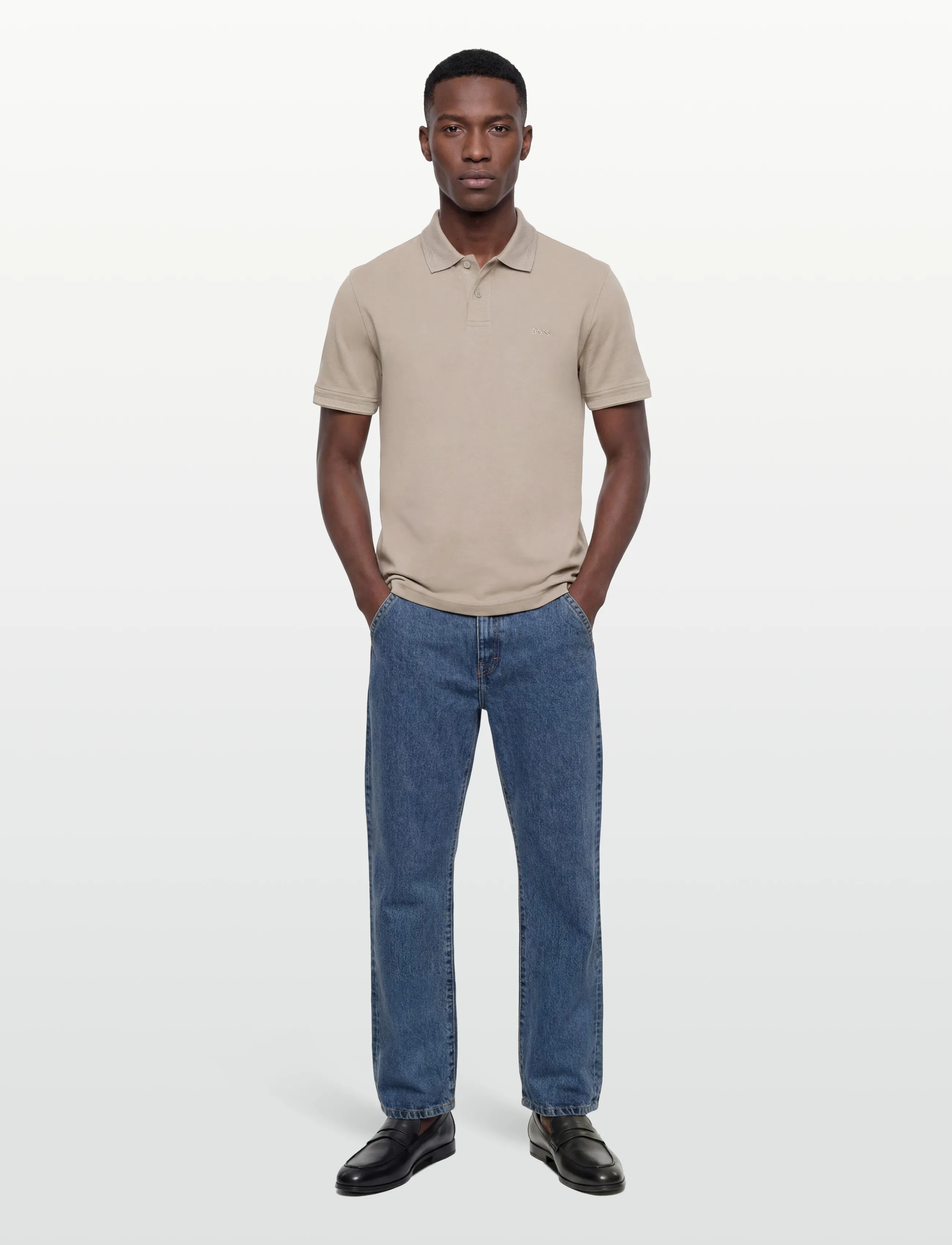 BOSS Pe_Interlock, Mænd, Poloshirt, Beige, Str: S