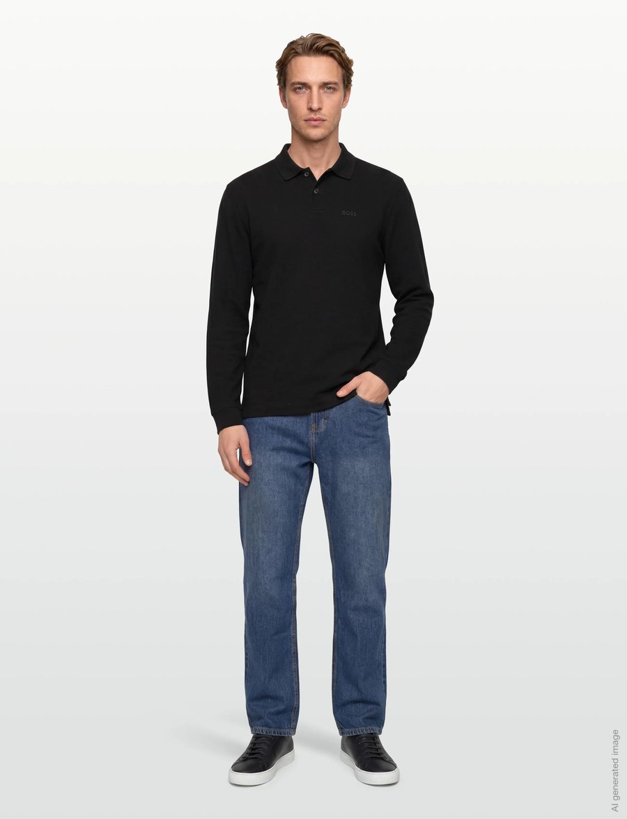 BOSS - Petempestolong - langärmelige strick-polohemden - black - 0