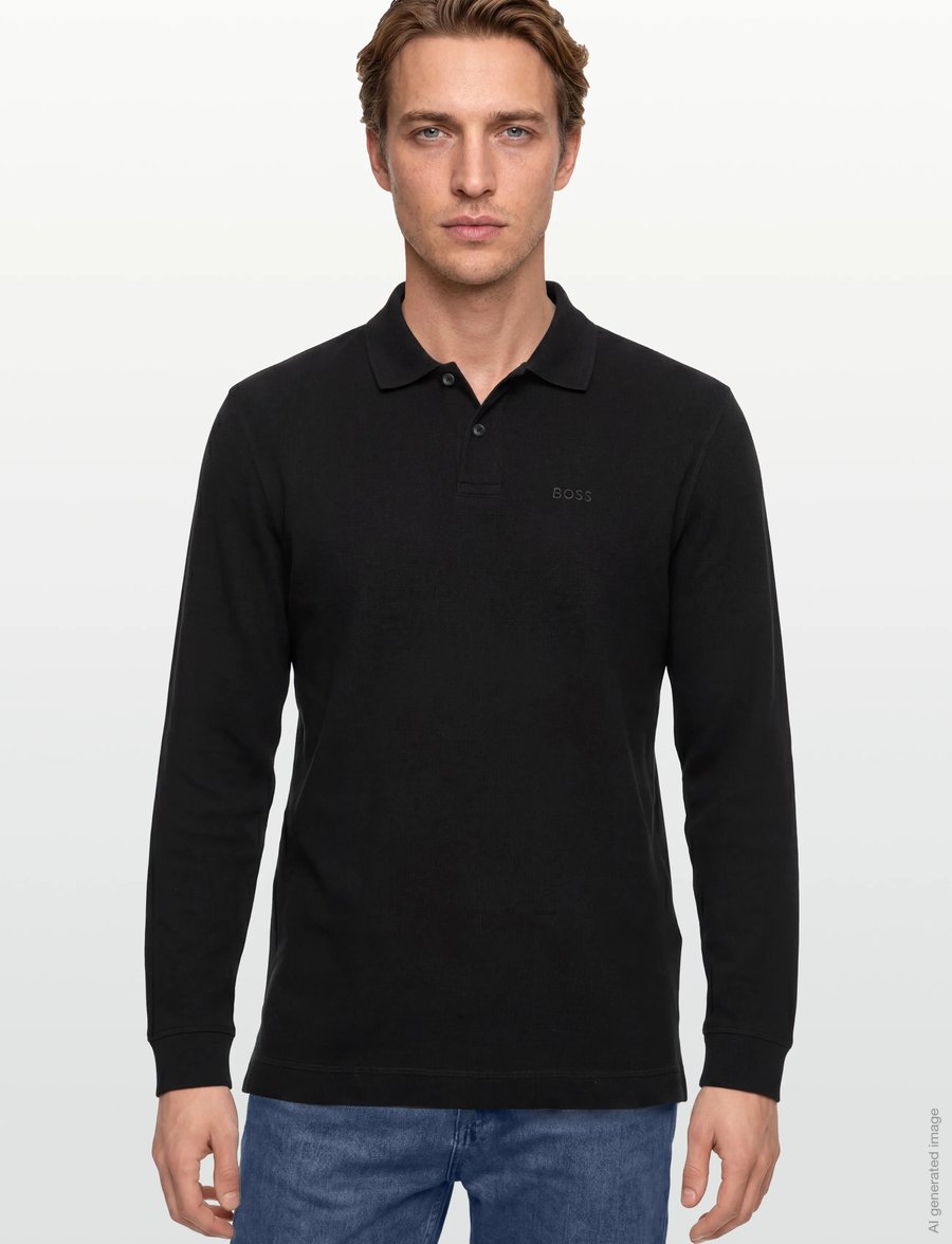 BOSS - Petempestolong - langärmelige strick-polohemden - black - 3