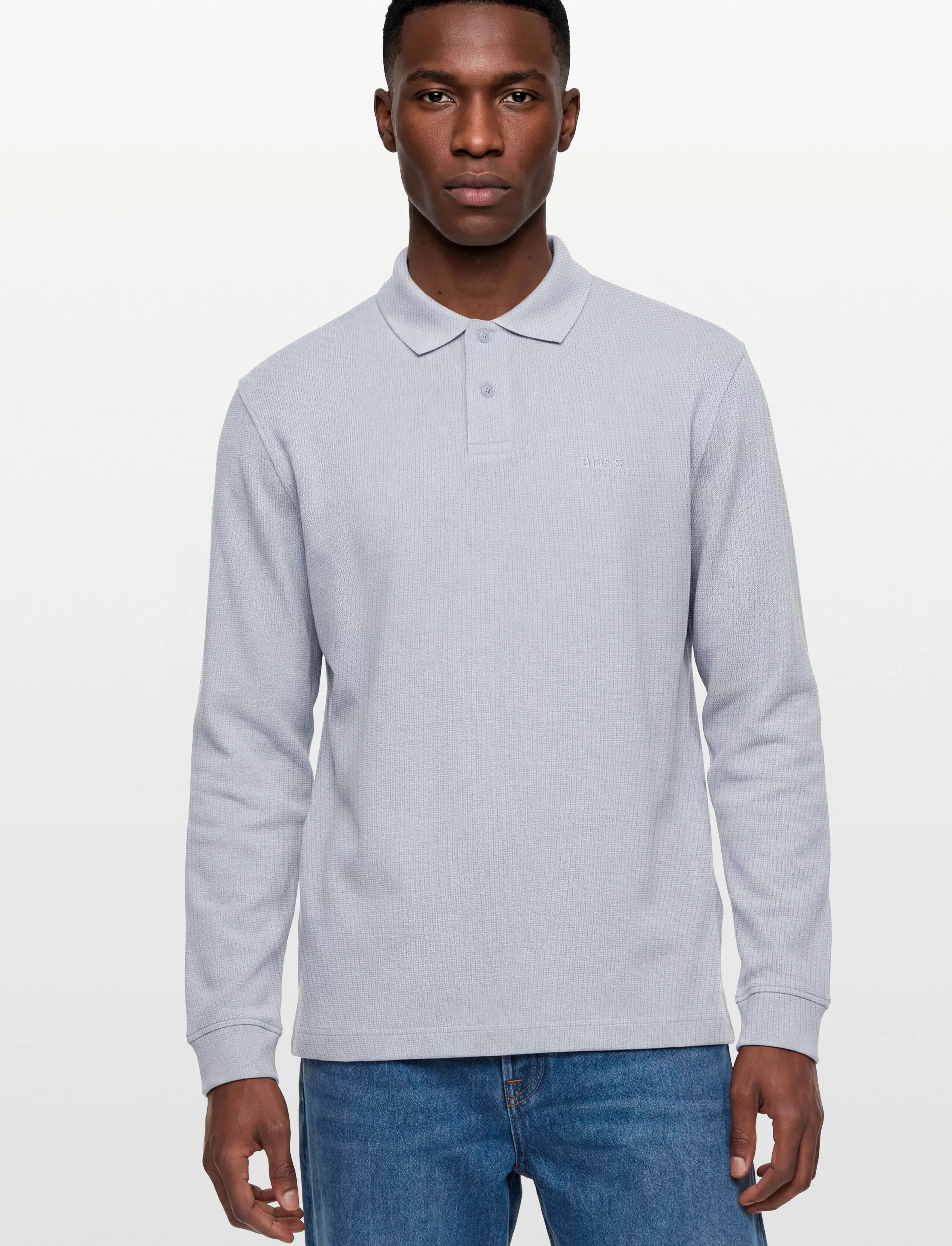 BOSS - Petempestolong - adīti polo krekli ar garām piedurknēm - light/pastel grey - 3