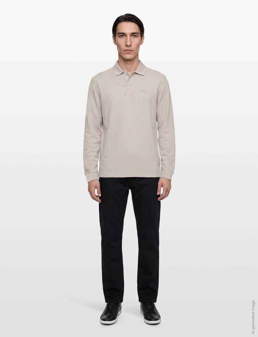 BOSS - Petempestolong - long-sleeved knitted polos - open grey - 0