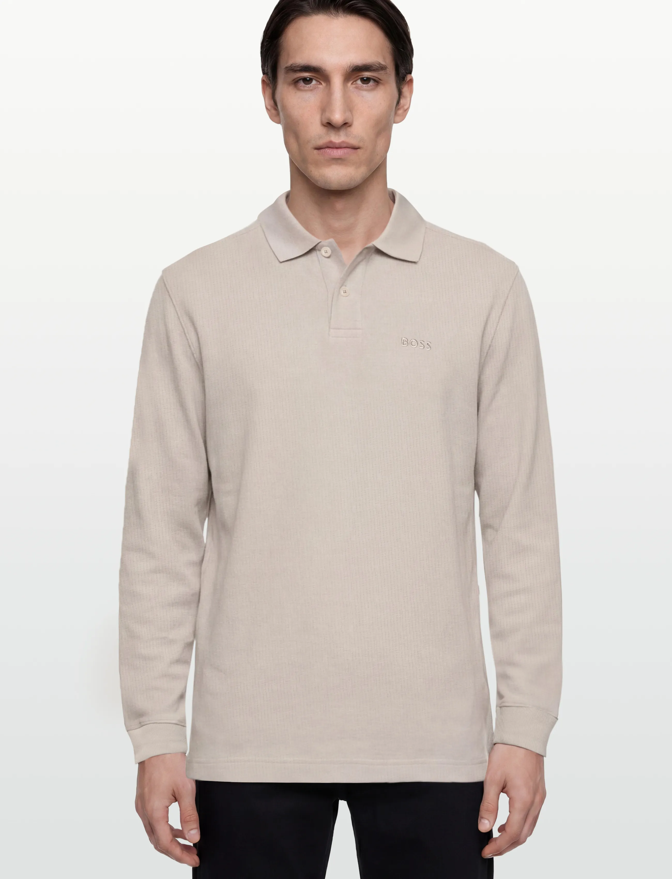BOSS - Petempestolong - long-sleeved knitted polos - open grey - 3