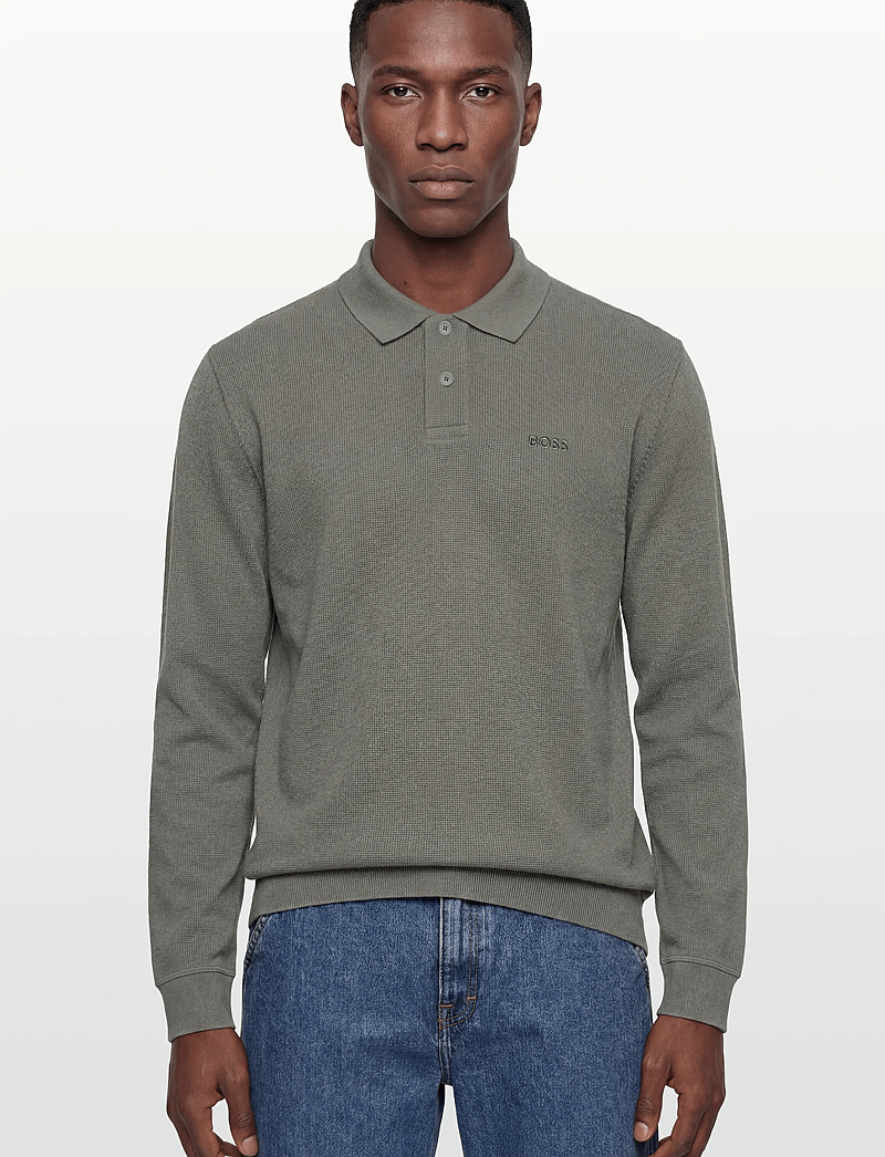 BOSS - Petempestolong - long-sleeved knitted polos - open grey - 3