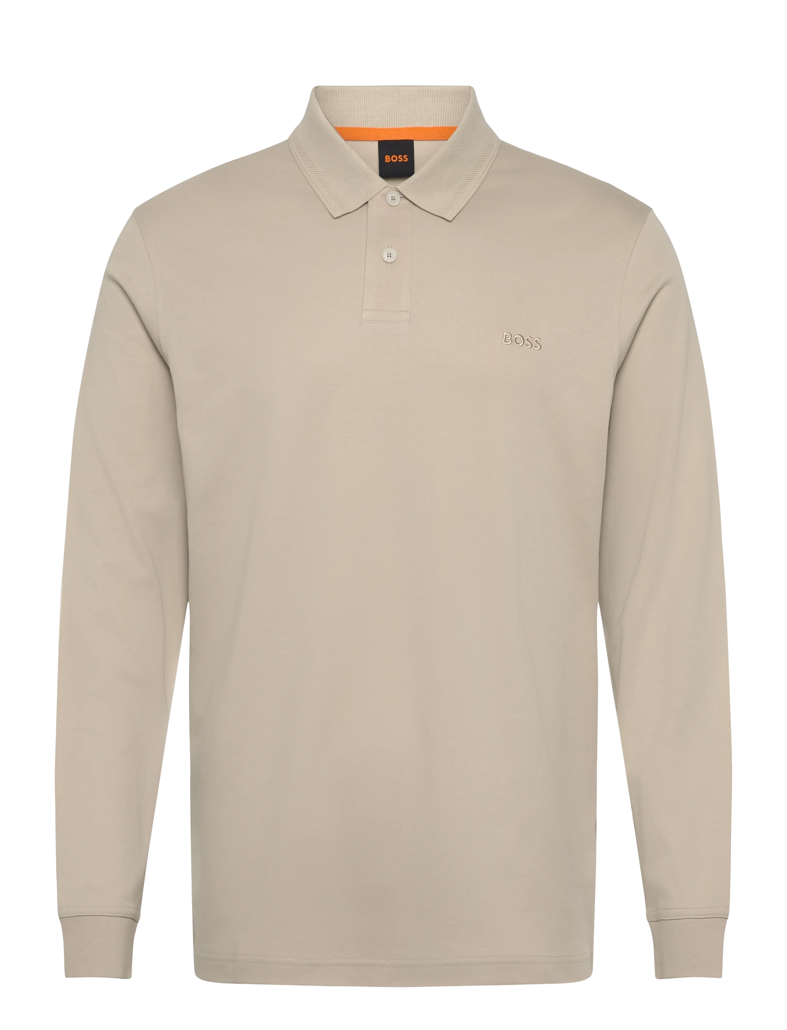 BOSS Pe_Interlock_Long, XL, Polos, Beige - Long-sleeved, Männerswear