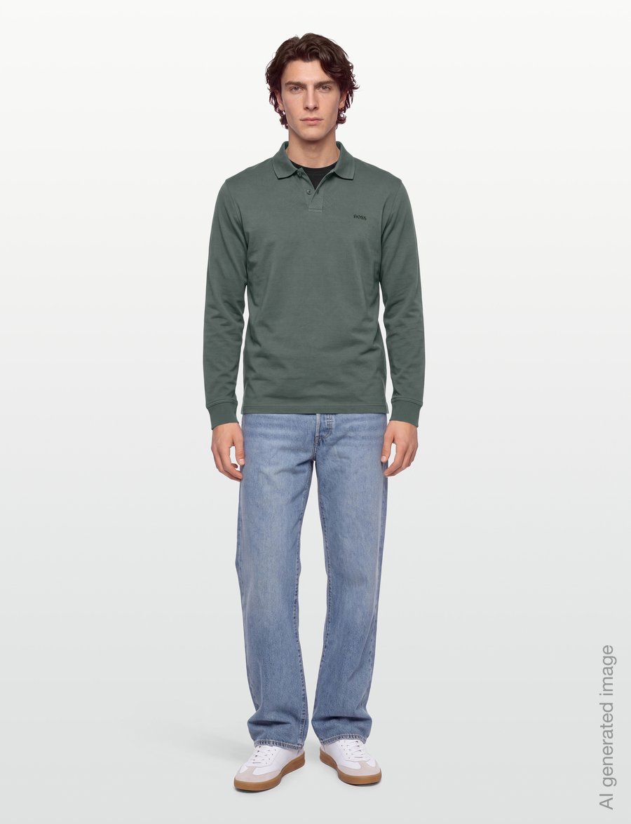 BOSS - Pe_interlock_long - langærmede poloer - open green - 0