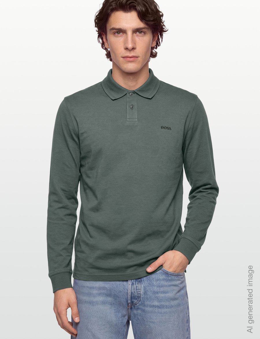 BOSS - Pe_interlock_long - langærmede poloer - open green - 3