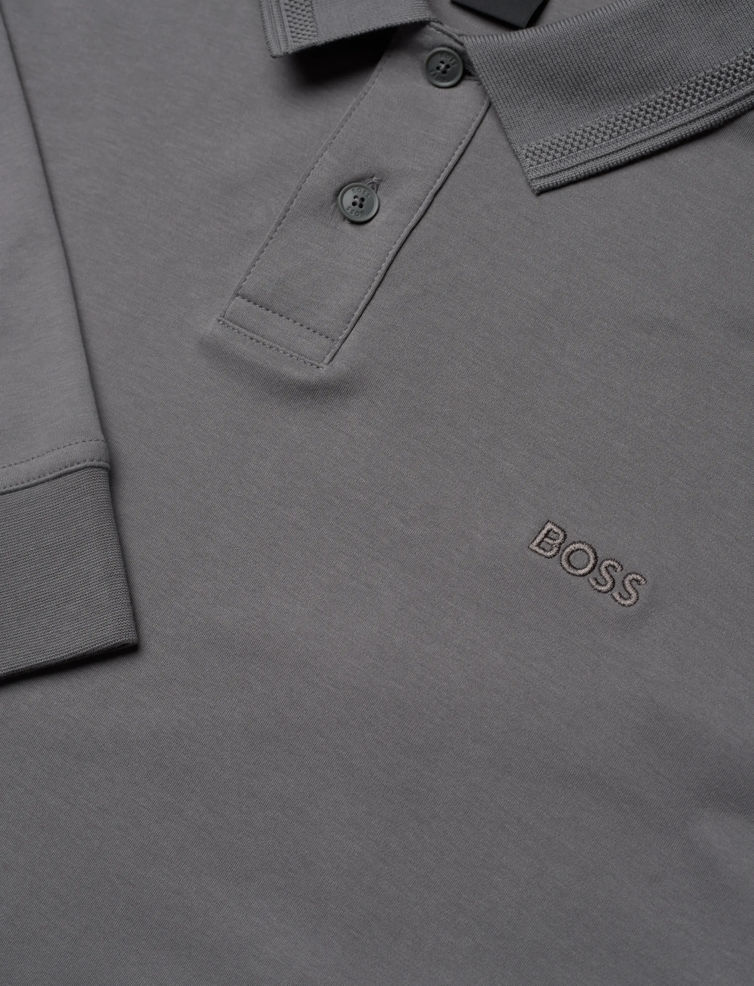 BOSS - Pe_interlock_long - langærmede poloer - open grey - 2