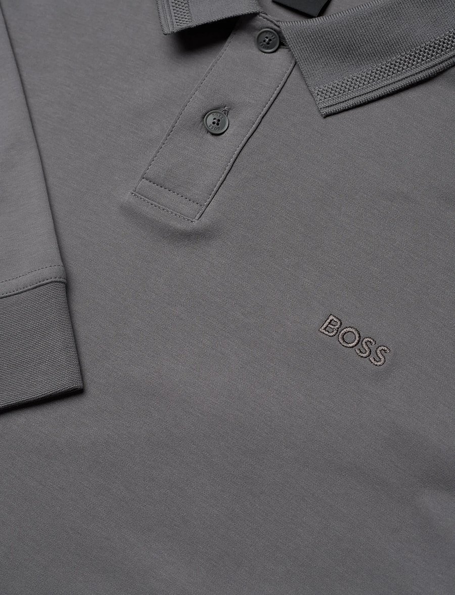 BOSS - Pe_interlock_long - langärmelig - open grey - 2