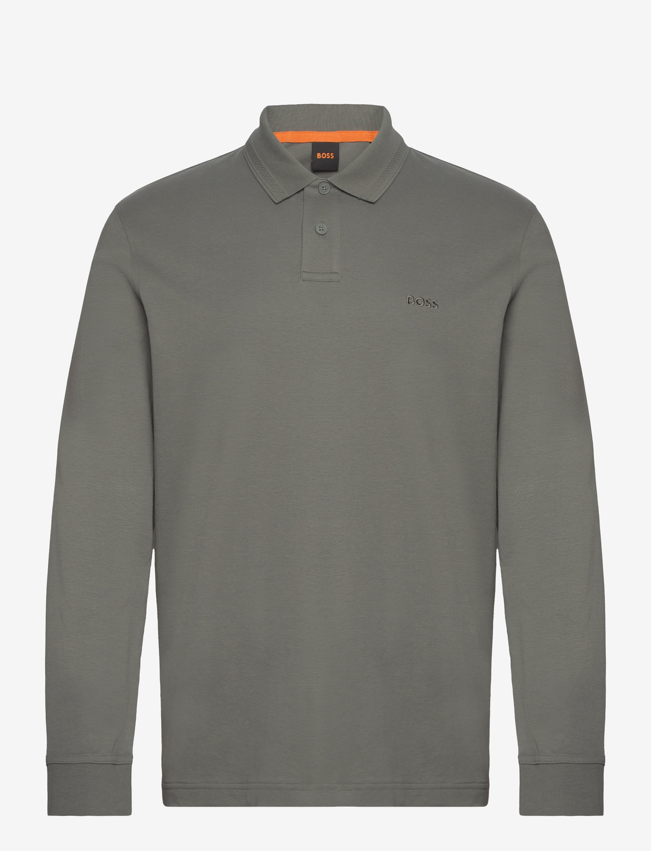 BOSS - Pe_interlock_long - långärmade pikéer - open grey - 0