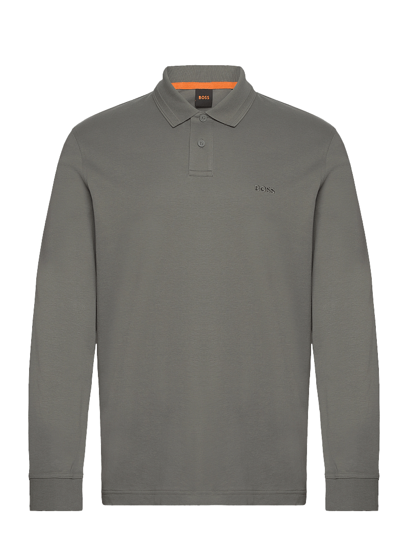 BOSS - Pe_interlock_long - långärmade pikéer - open grey - 0