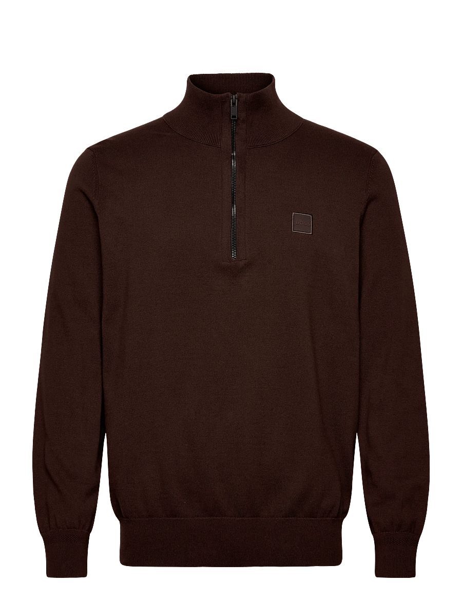 BOSS - Kanobix_S - poolpika lukuga džemprid - dark brown - 0