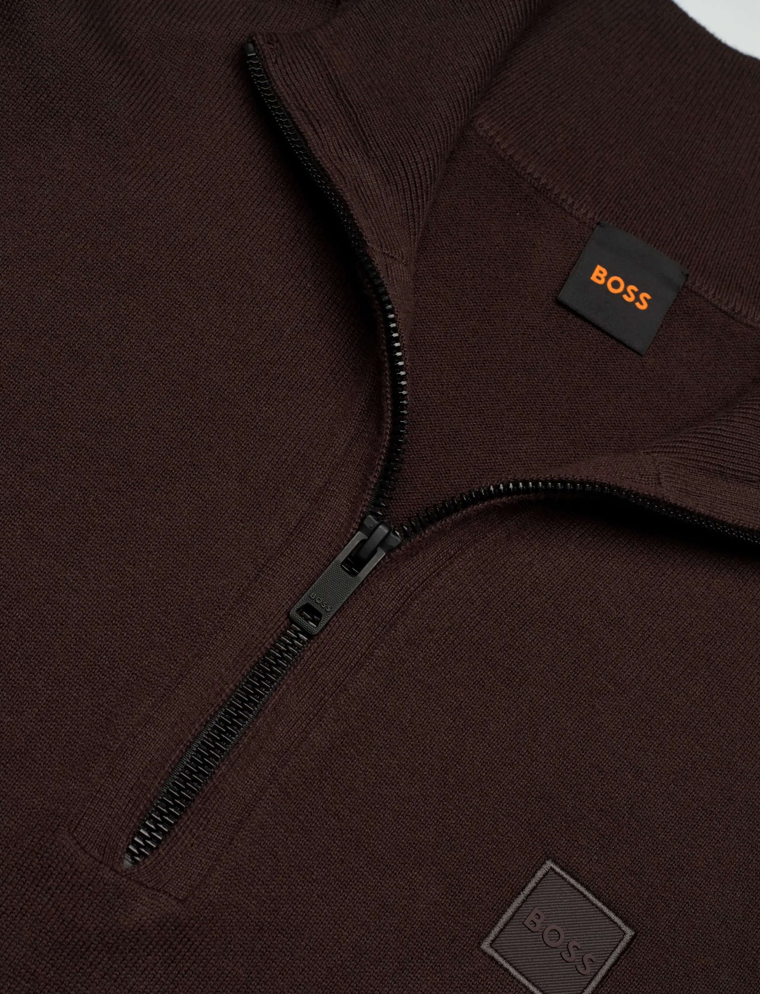 BOSS - Kanobix_S - poolpika lukuga džemprid - dark brown - 2