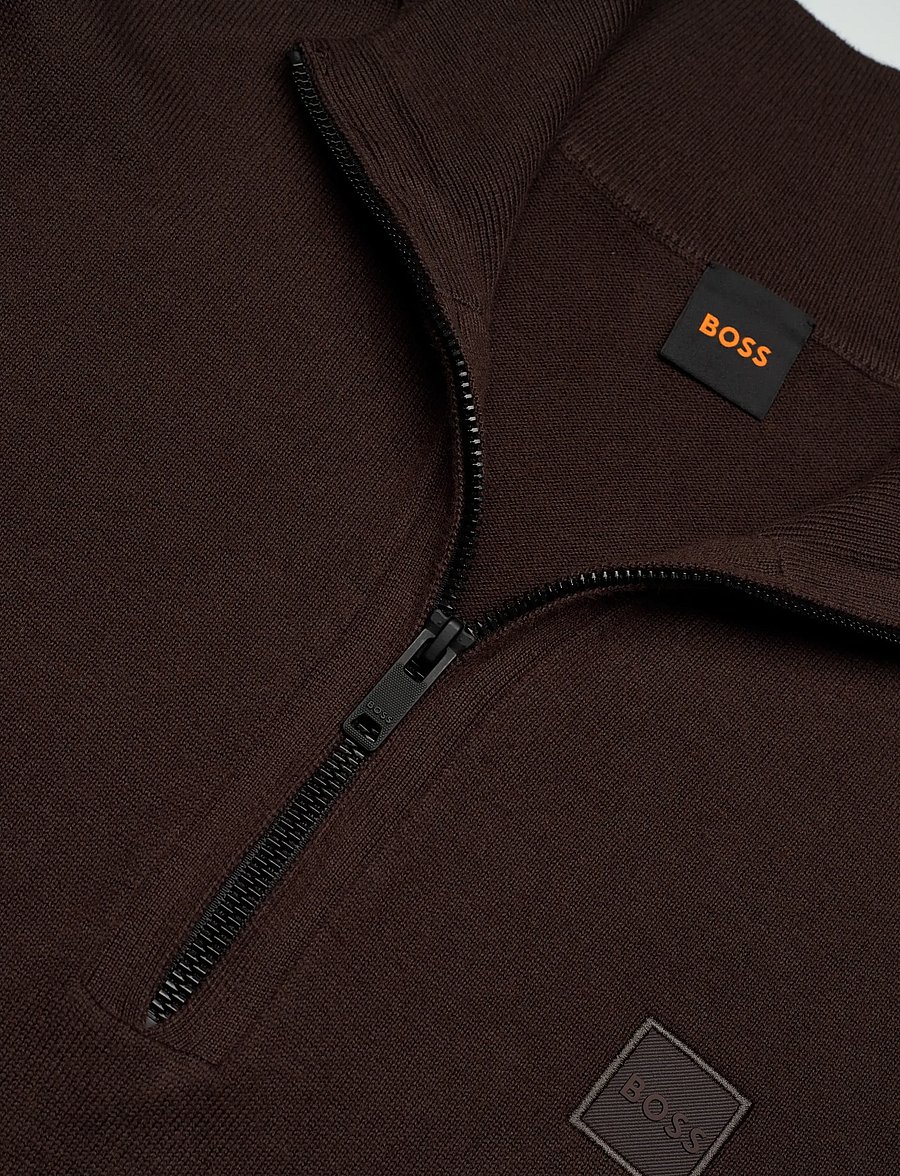 BOSS - Kanobix_S - poolpika lukuga džemprid - dark brown - 2
