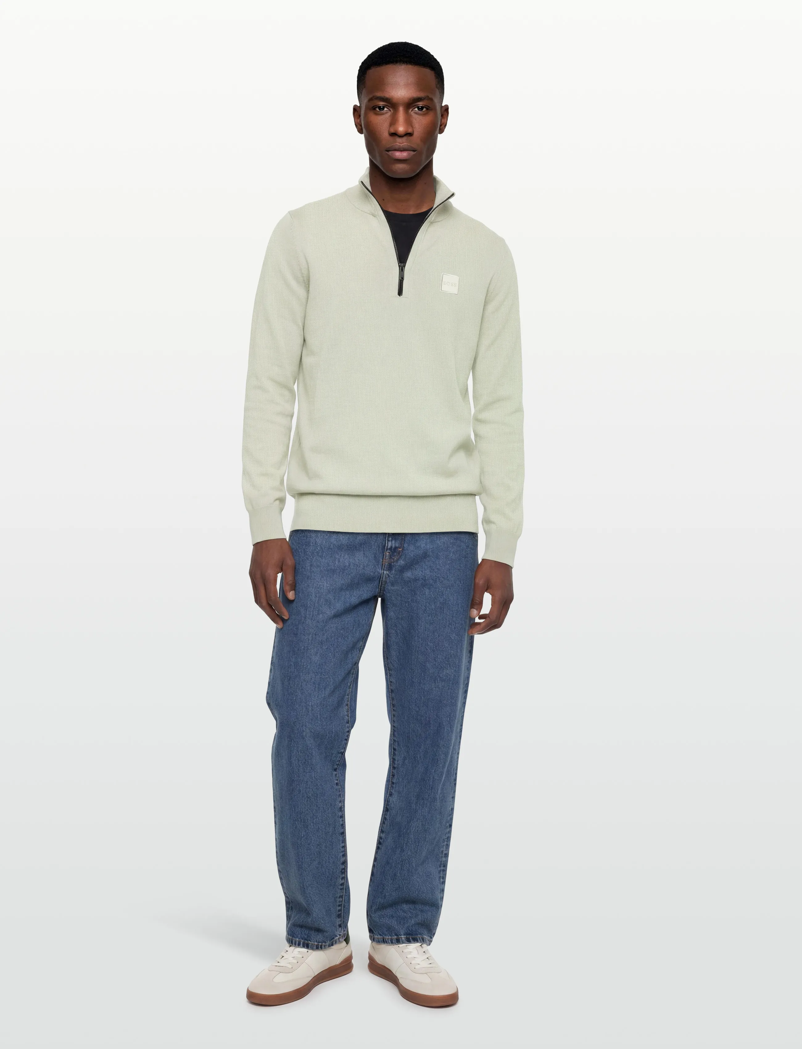 BOSS - Kanobix_S - halfzip strik - light beige - 0