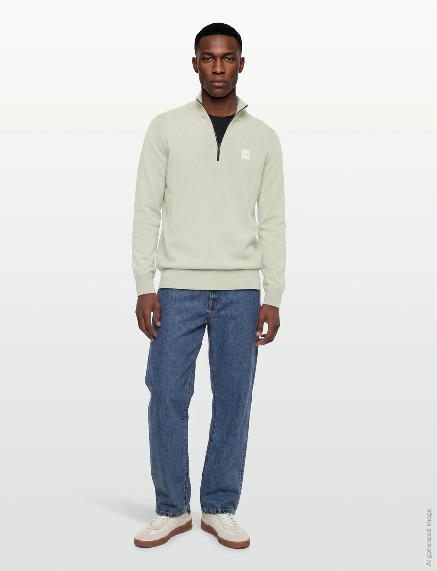 BOSS - Kanobix_S - pullover mit halbem reißverschluss - light beige - 0