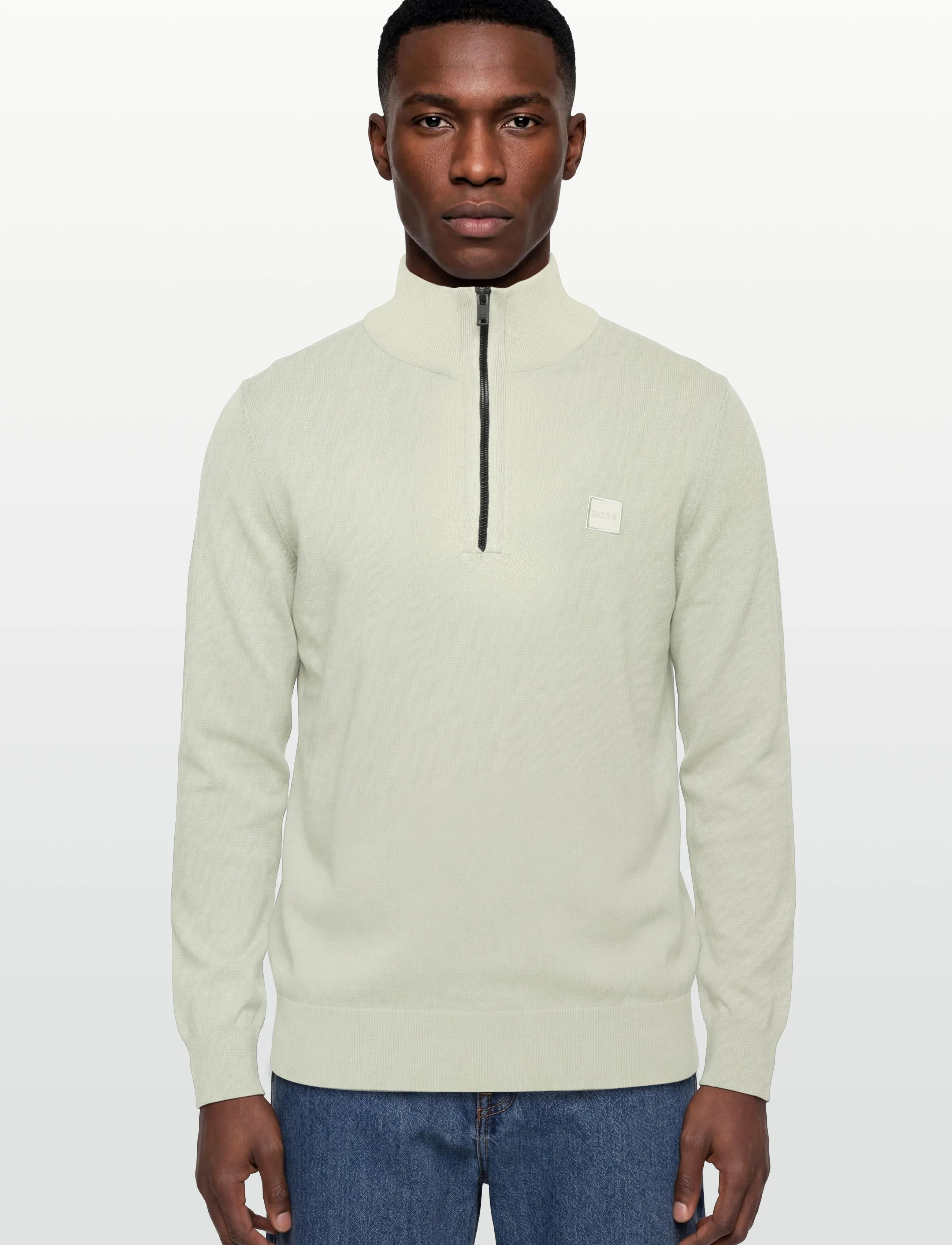 BOSS - Kanobix_S - halfzip strik - light beige - 3