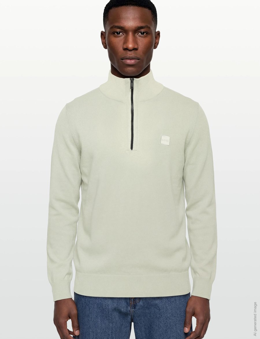 BOSS - Kanobix_S - pullover mit halbem reißverschluss - light beige - 3