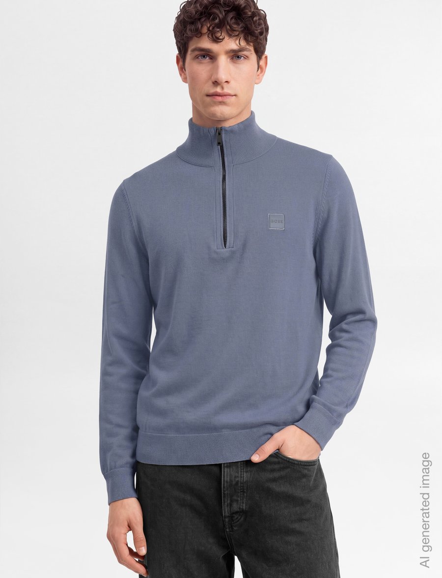 BOSS - Kanobix_S - halfzip strik - medium blue - 3