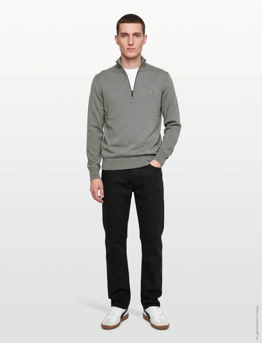 BOSS - Kanobix_S - pullover mit halbem reißverschluss - open grey - 0