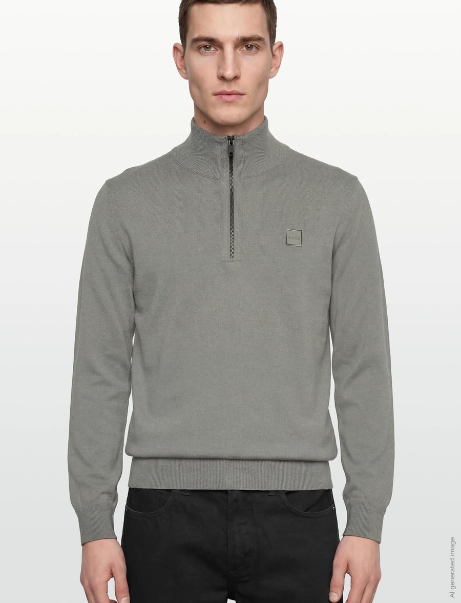 BOSS - Kanobix_S - pullover mit halbem reißverschluss - open grey - 3