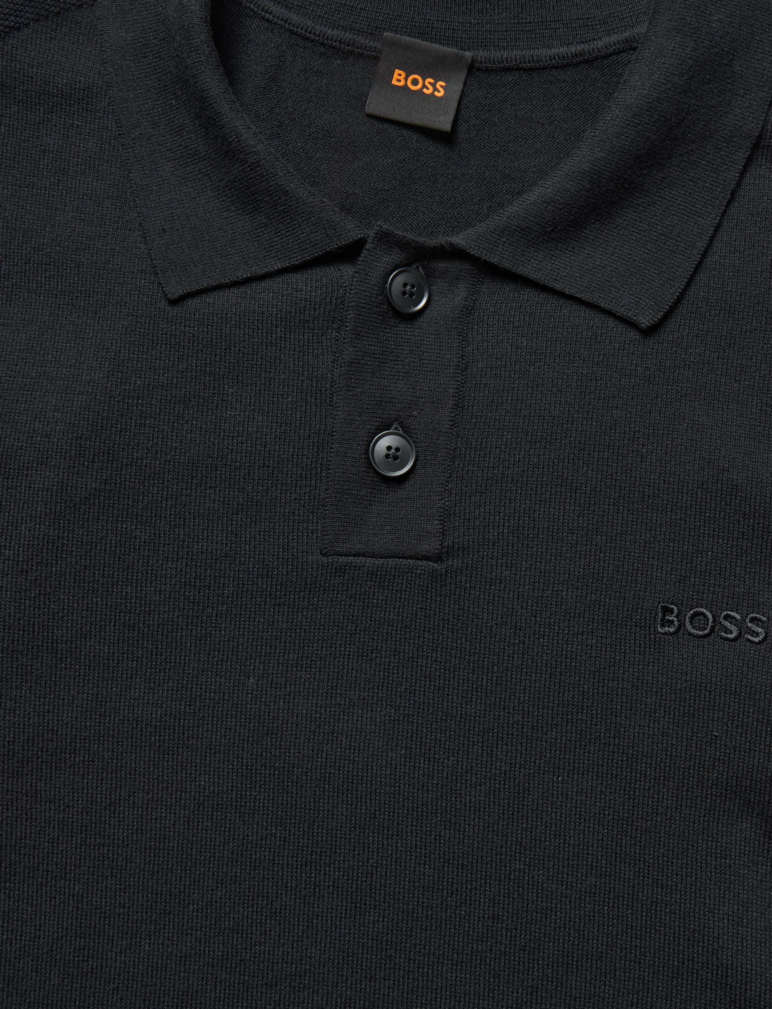 BOSS - Asac_PL - langärmelige gestrickte polohemden - black - 2