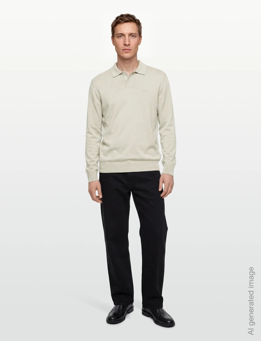 BOSS - Asac_PL - long-sleeved knitted polos - light beige - 0