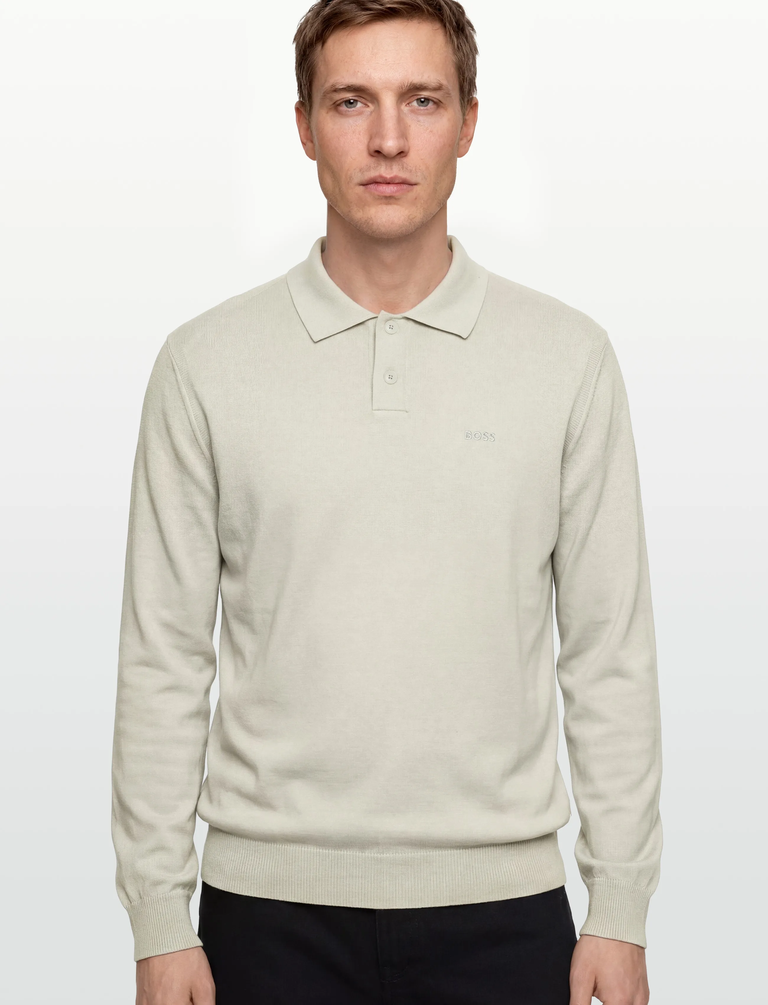 BOSS - Asac_PL - long-sleeved knitted polos - light beige - 3