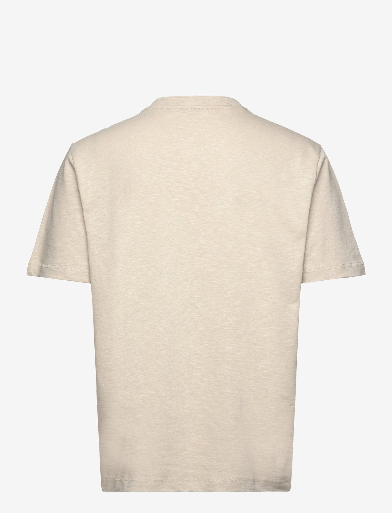 BOSS - Te_linenlogo - short-sleeved t-shirts - light beige - 1