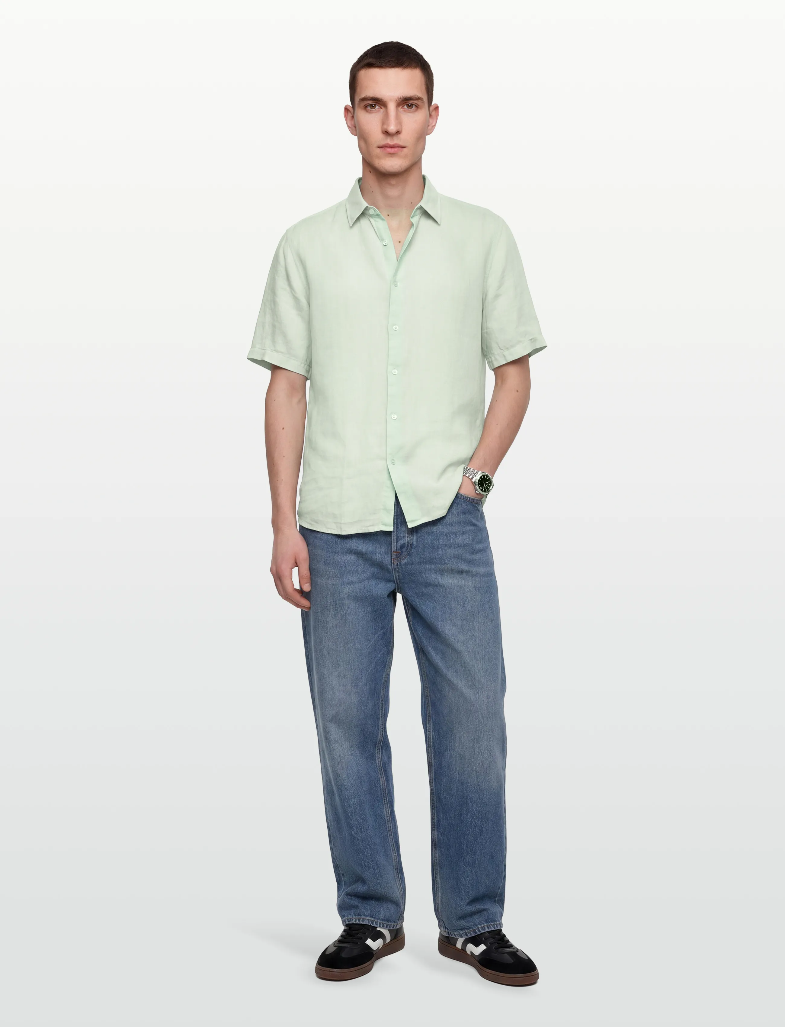 BOSS Rash_2_M - Linen shirts - TURQUOISE/AQUA / green