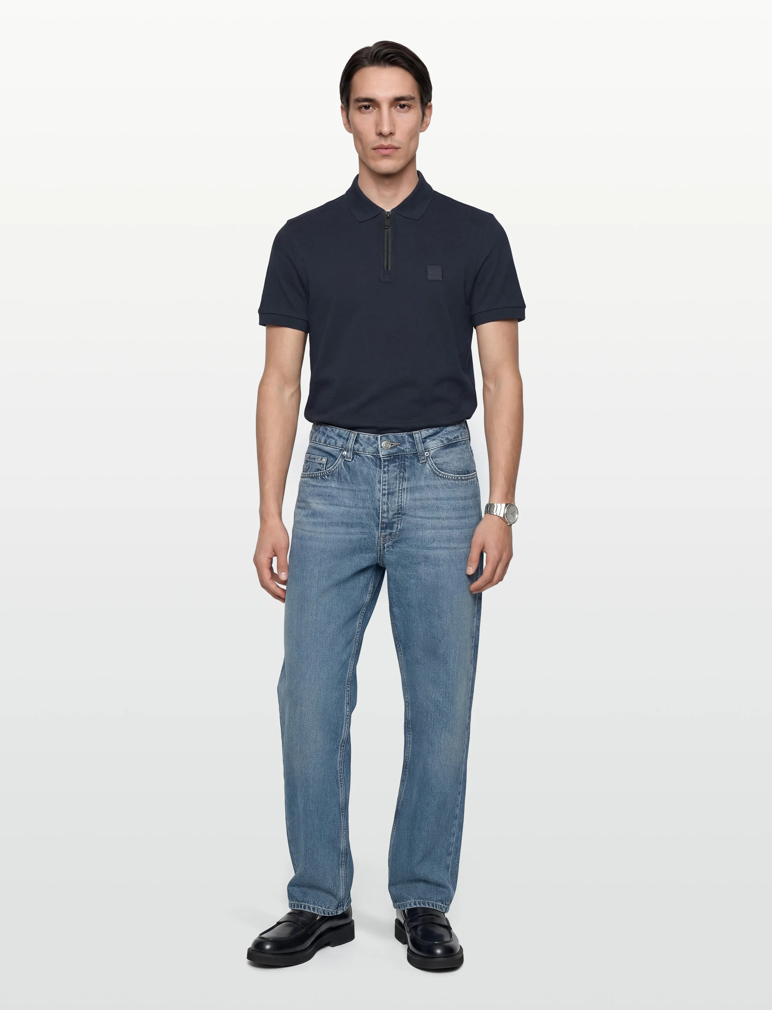 BOSS Passerzip, S, Navy, Poloer > Kortærmede, Herre