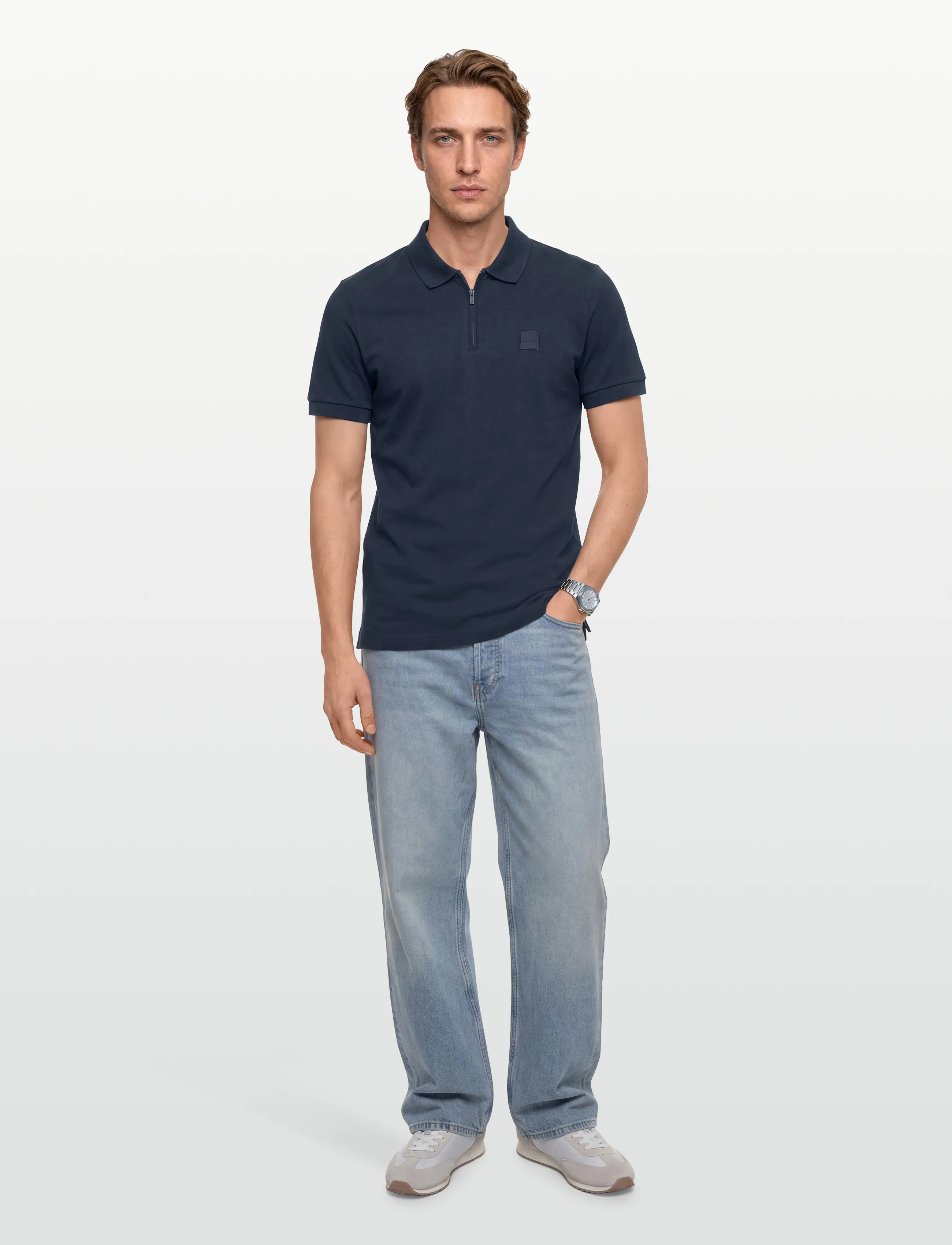 BOSS - Passerzip - short-sleeved polos - open blue - 0