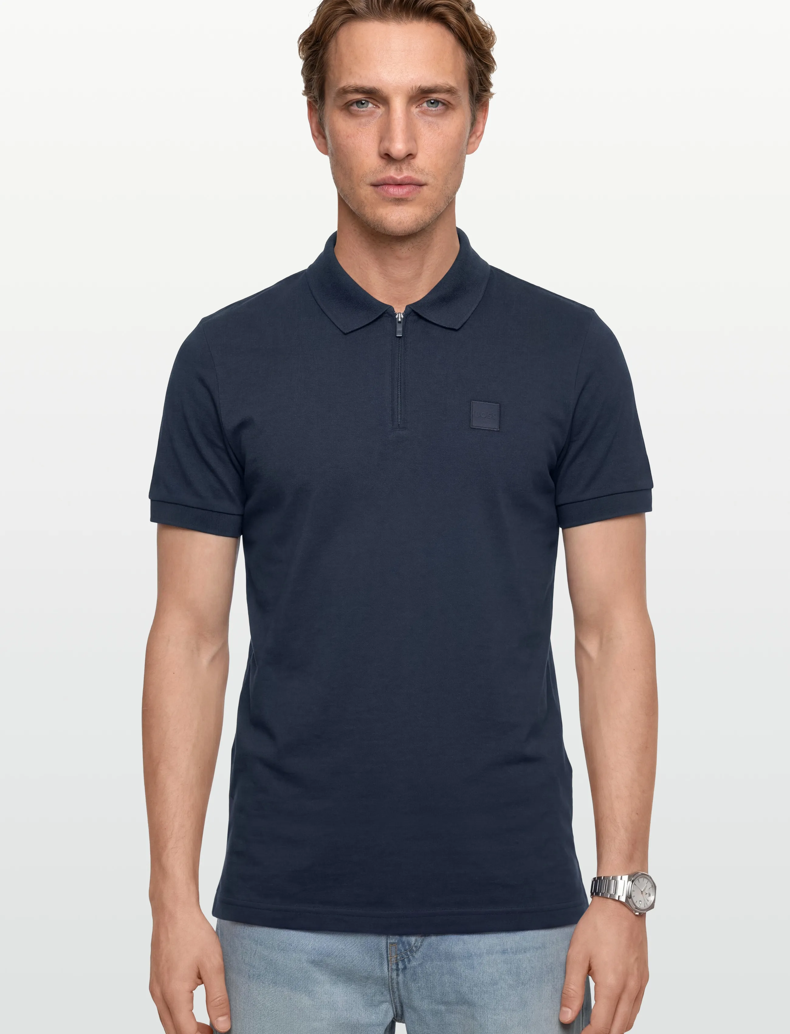 BOSS - Passerzip - short-sleeved polos - open blue - 3