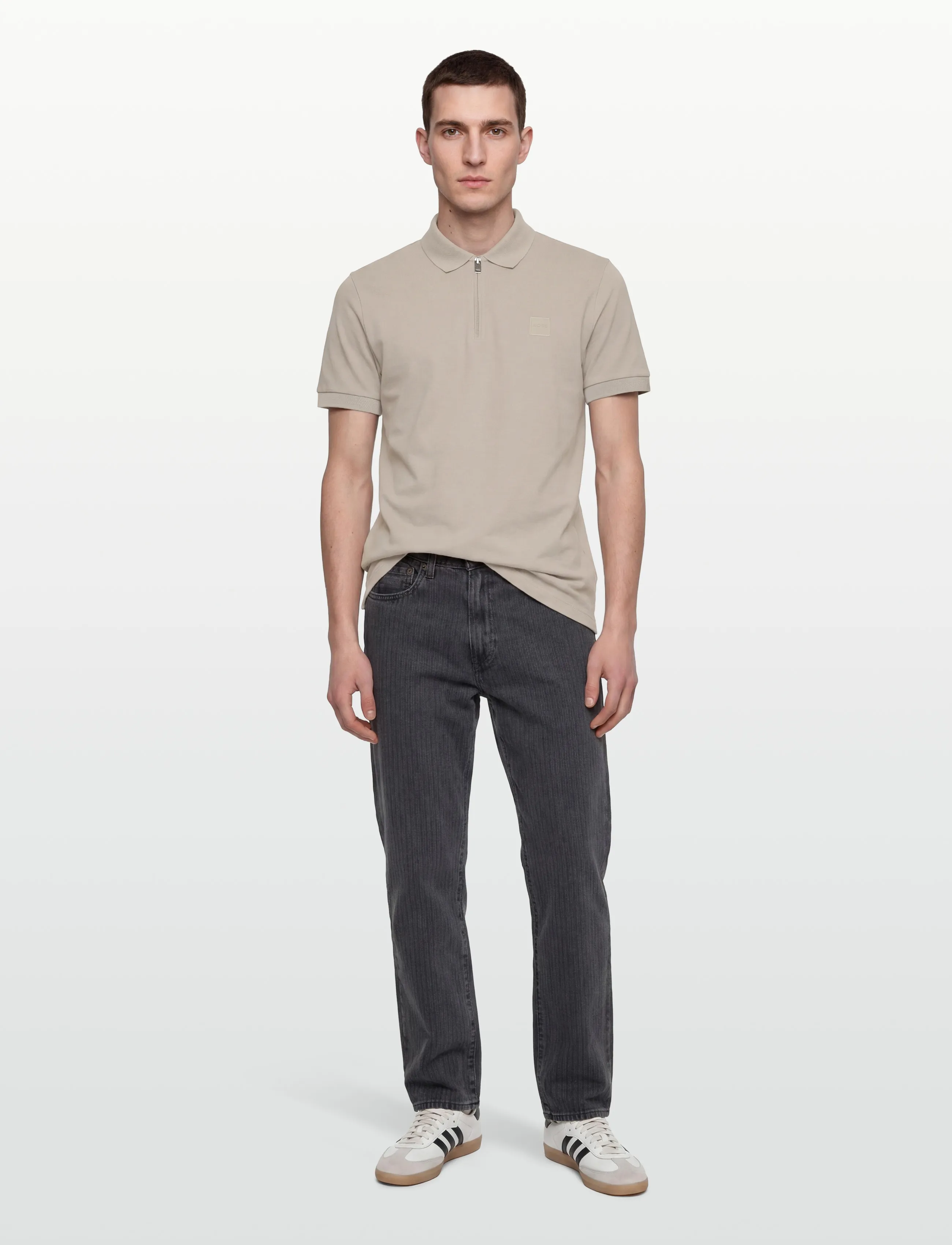 BOSS Passerzip, S, Polos, Creme - Short-sleeved, Männerswear