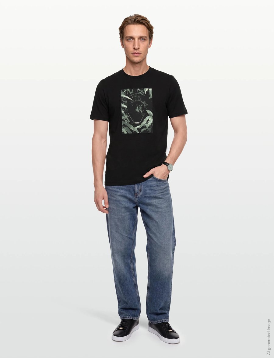 BOSS - Te_Animali - kurzärmelige t-shirts - black - 0