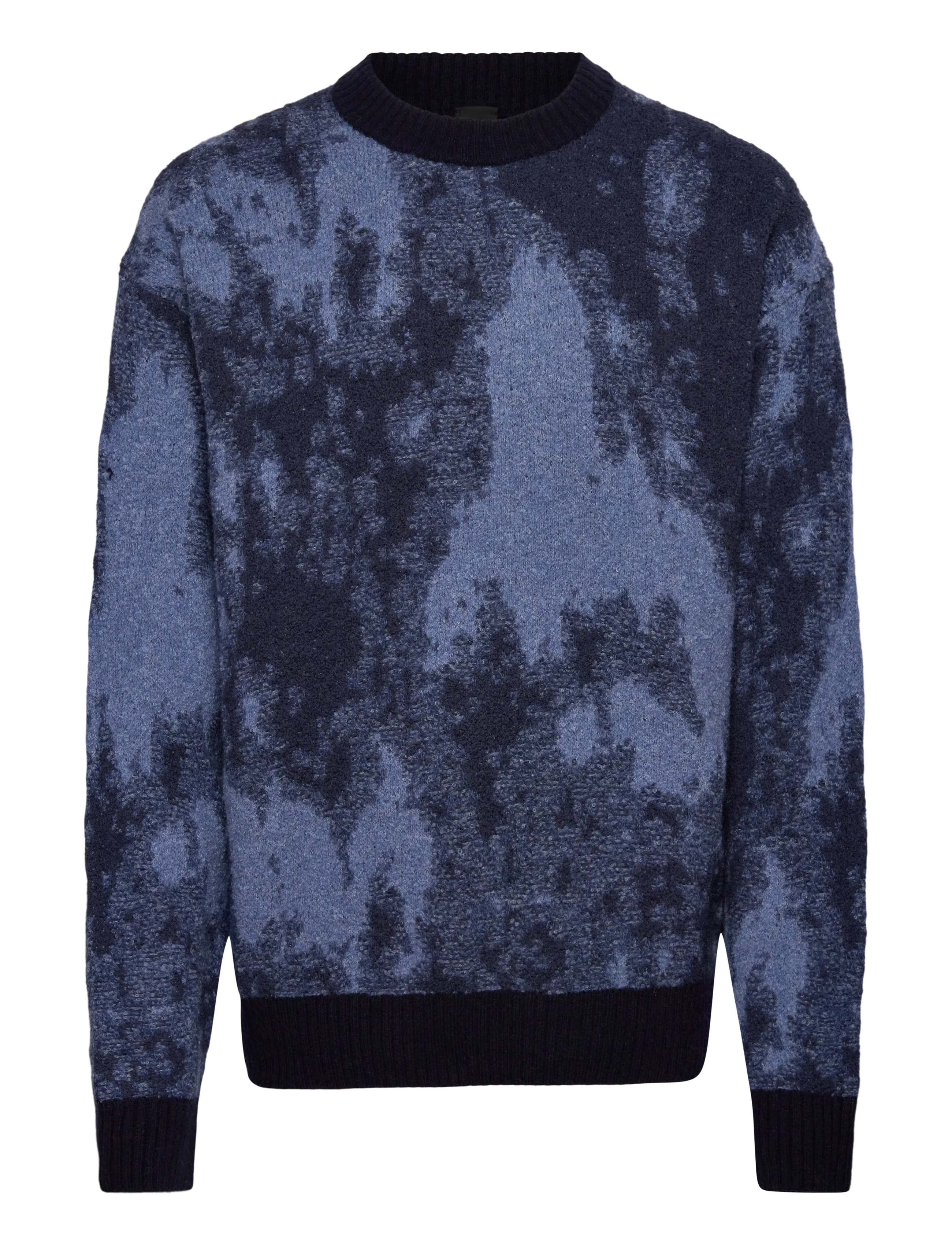 BOSS Kradar, Tekstureret Rundhalset Sweater, Blå, Str: XXL
