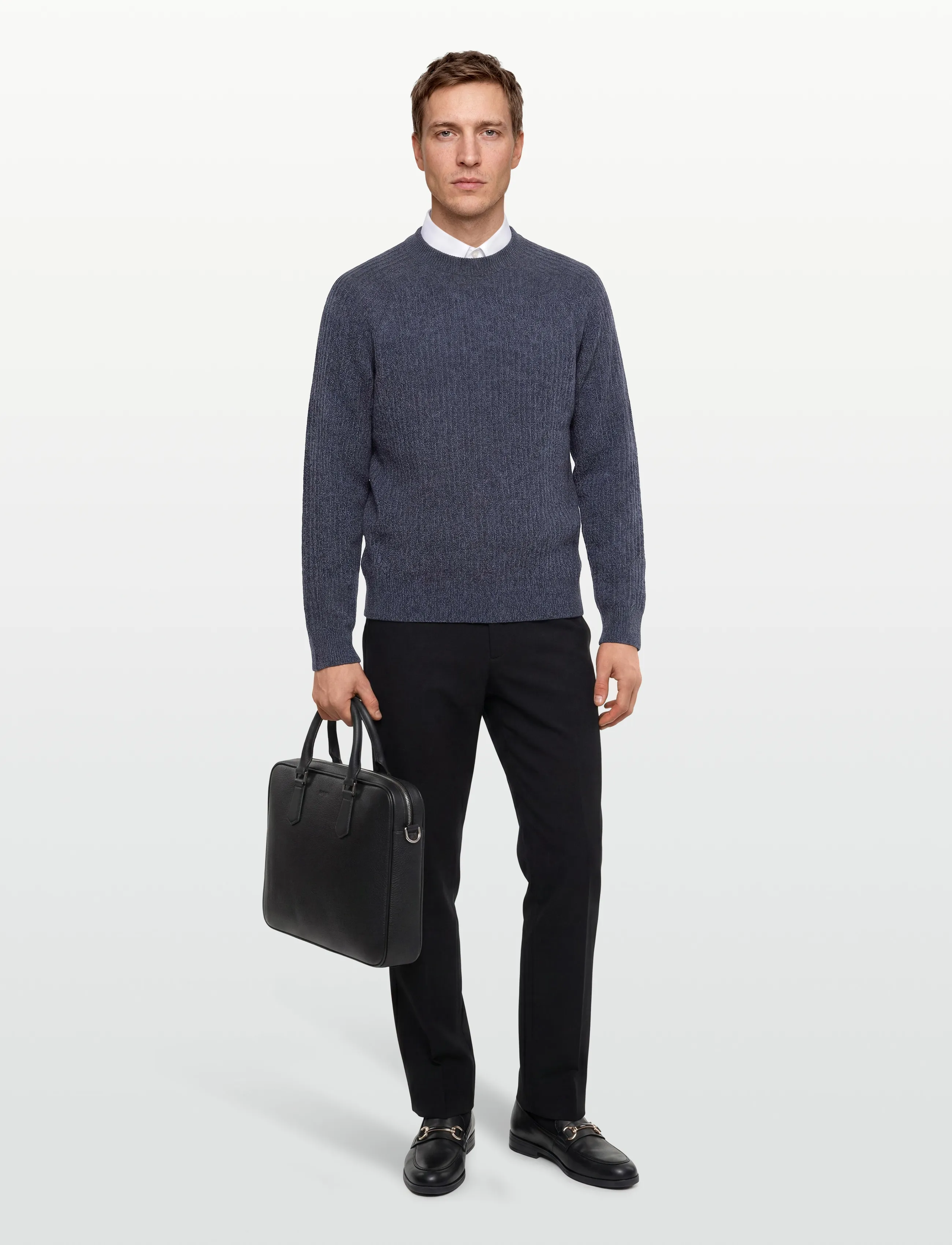 BOSS Klacier, M, Navy, Strik > Runde Halse, Herre