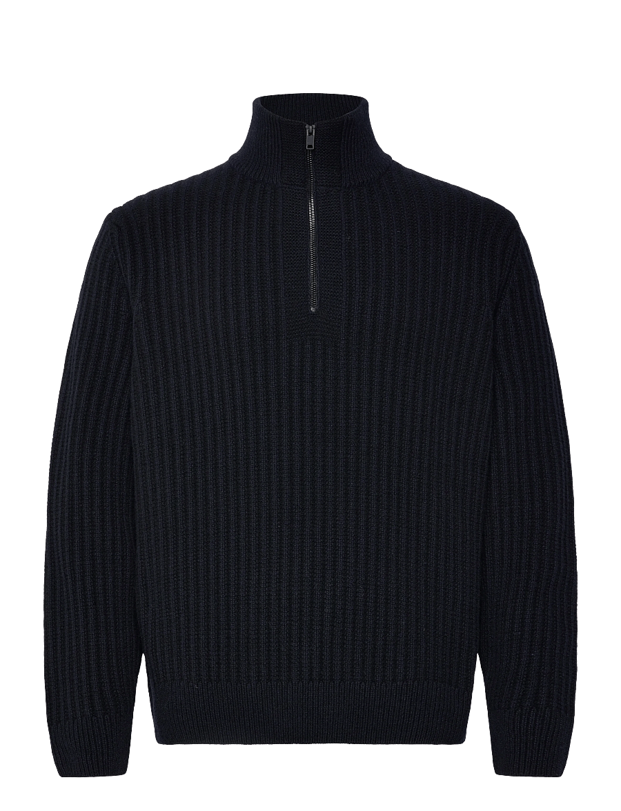BOSS - Kwinter - poolpika lukuga džemprid - dark blue - 0