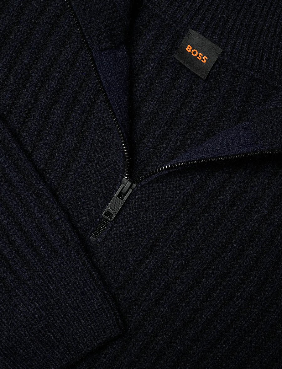 BOSS - Kwinter - poolpika lukuga džemprid - dark blue - 2