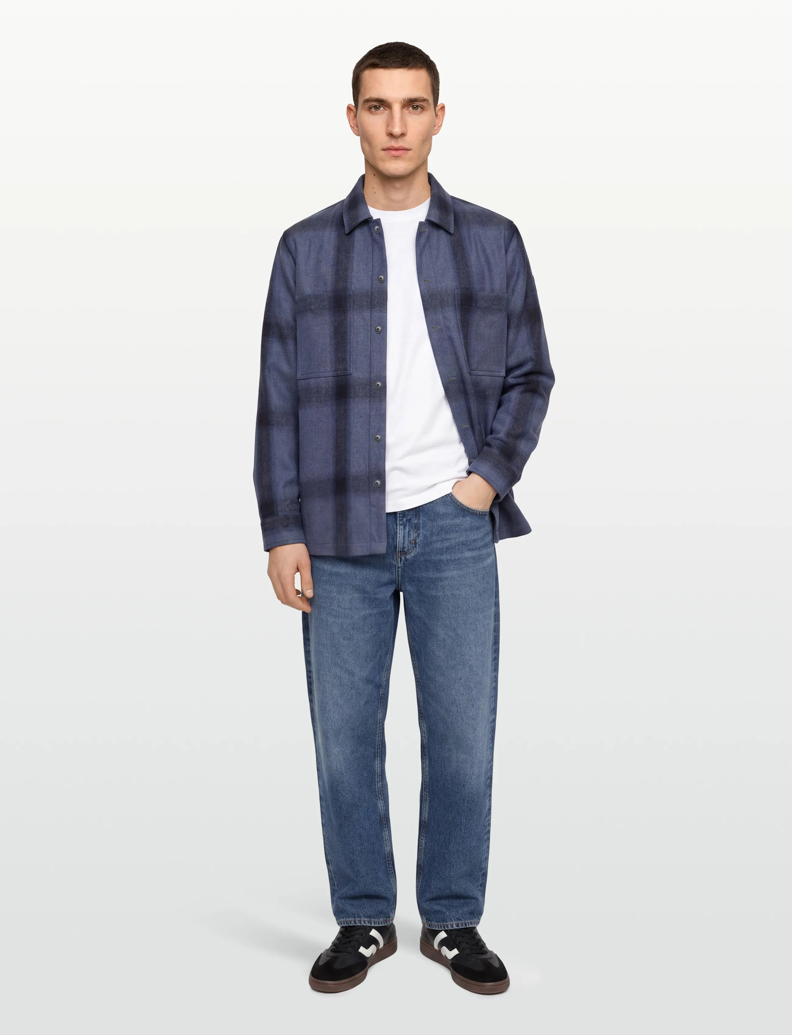 BOSS Locky_2_M, Mænd, Ternet Overshirt, Blå, Str: M