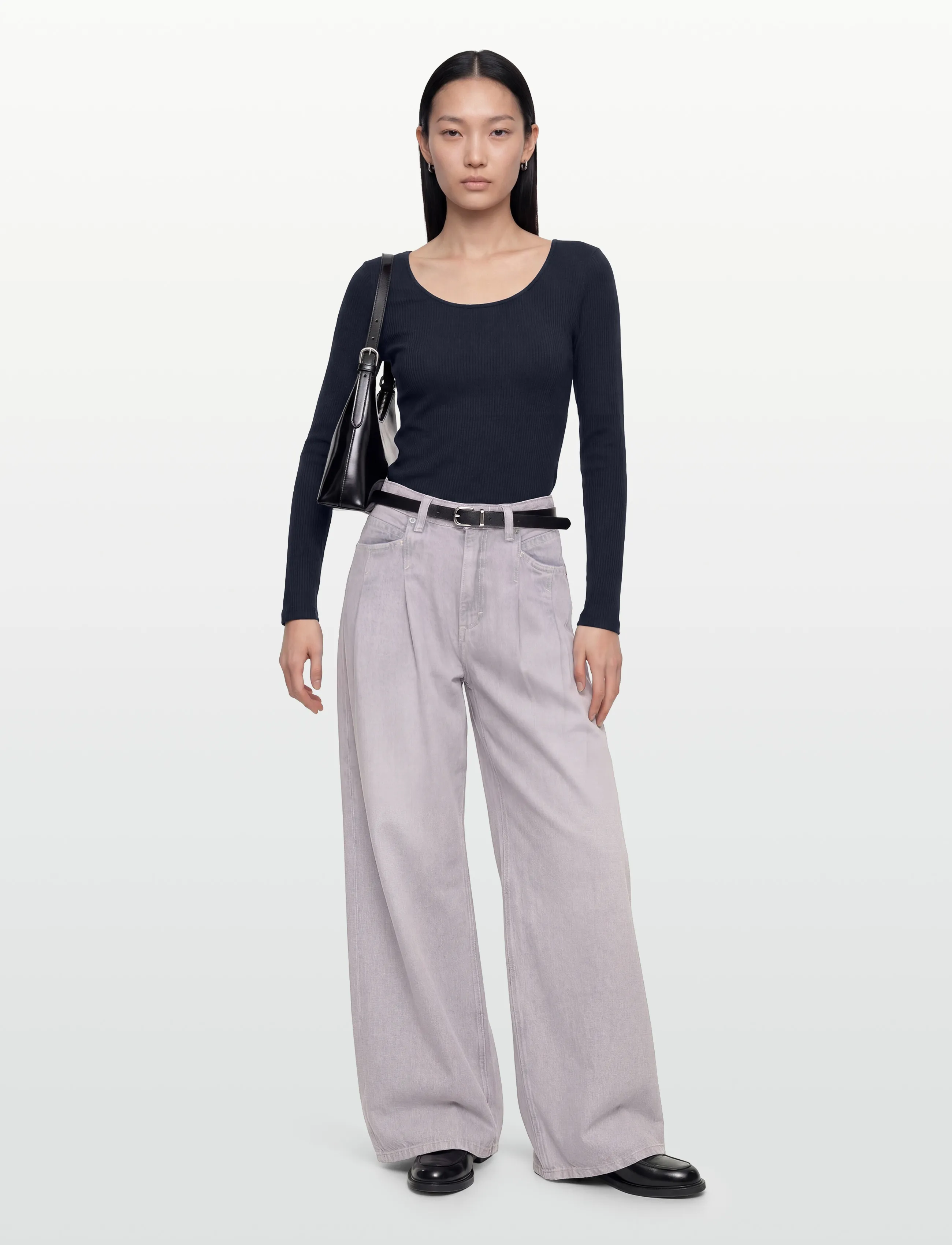 BOSS C_Slouchy 2Pl Mr 1.0, Kvinder, Plisserede Slouchy Vide Ben Jeans, Lila, Str: 32 x 32