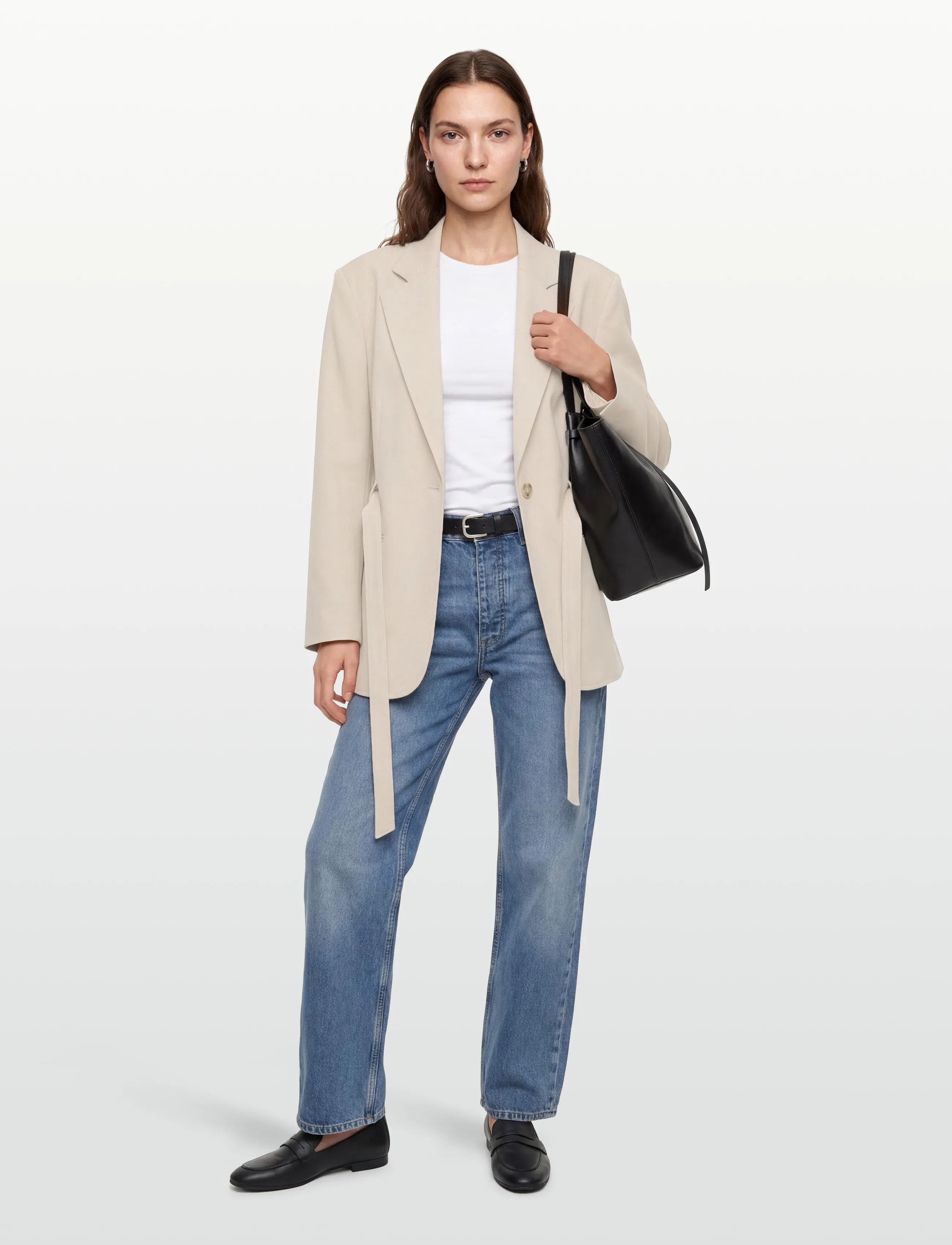 BOSS C_Jalara, Kvinder, Blazer Med Bælte, Beige, Str: 36