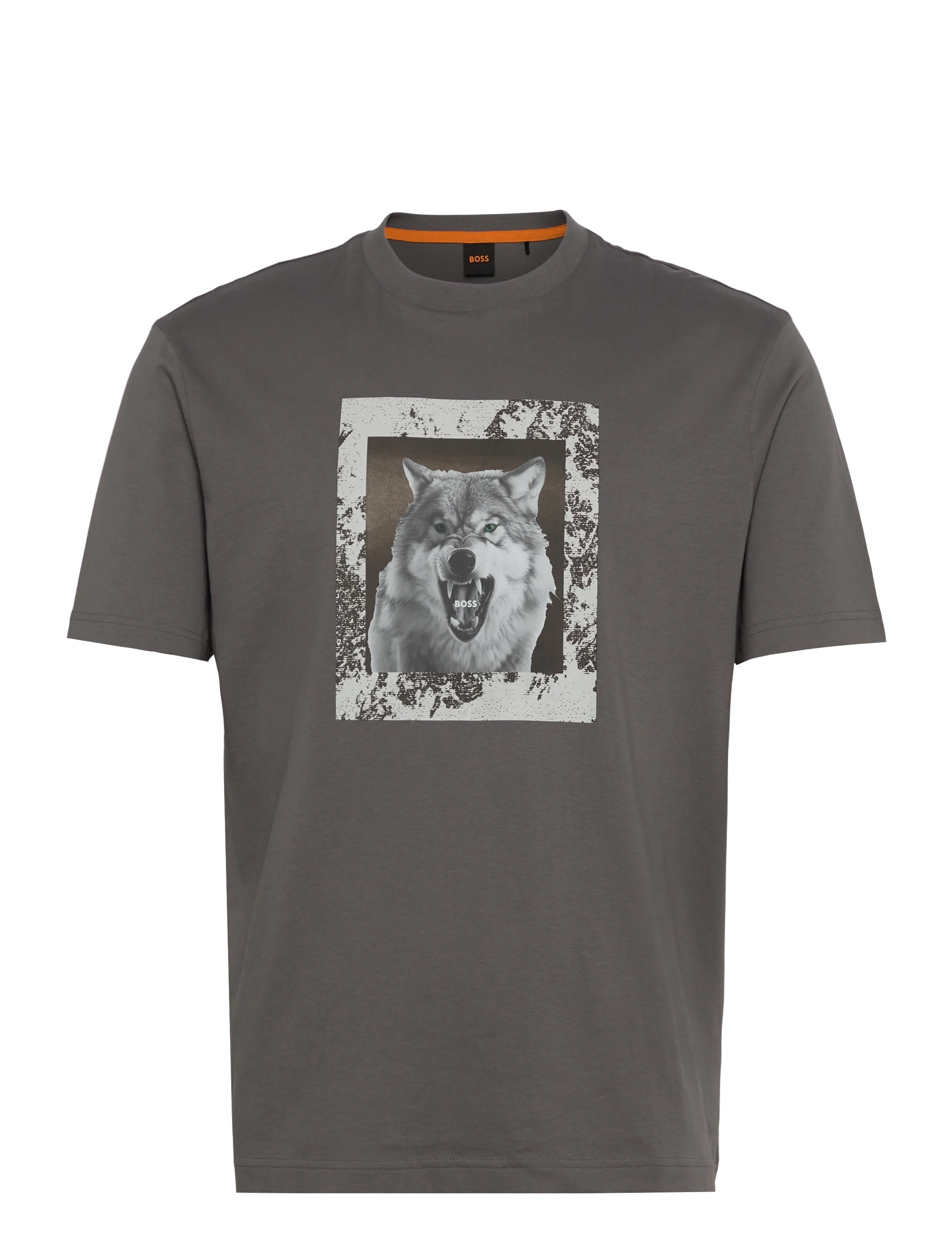 BOSS Te_Lupo, Mænd, Grafisk T-shirt, Grå, Str: M